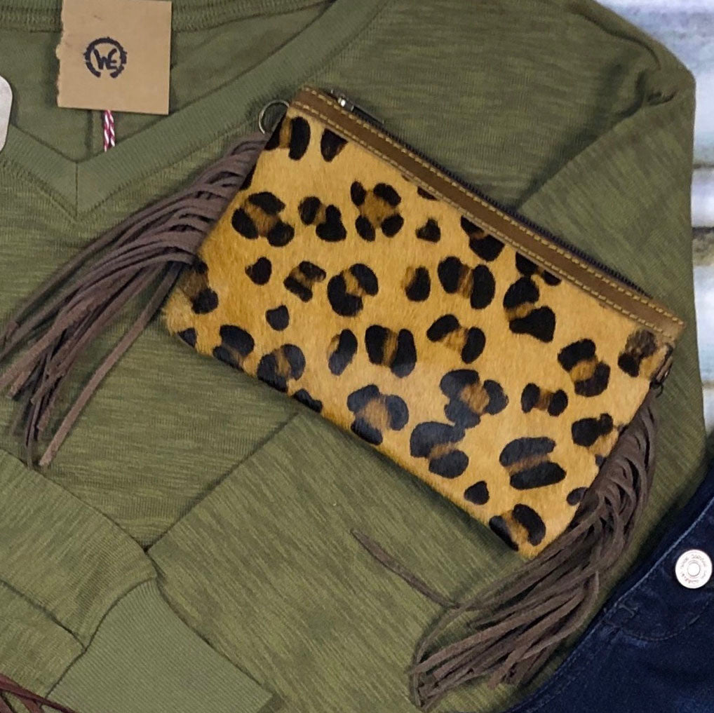 American Darling Leopard Print Fringe Clutch Bag - Stylish Evening Purse for Women, Perfect for Parties, Date Nights & Special Occasions