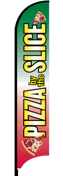 Feather Flag Banner - Custom Pizza By The Slice Advertising Flag for Outdoor Events, Food Trucks & Restaurants | High Visibility Windproof Design