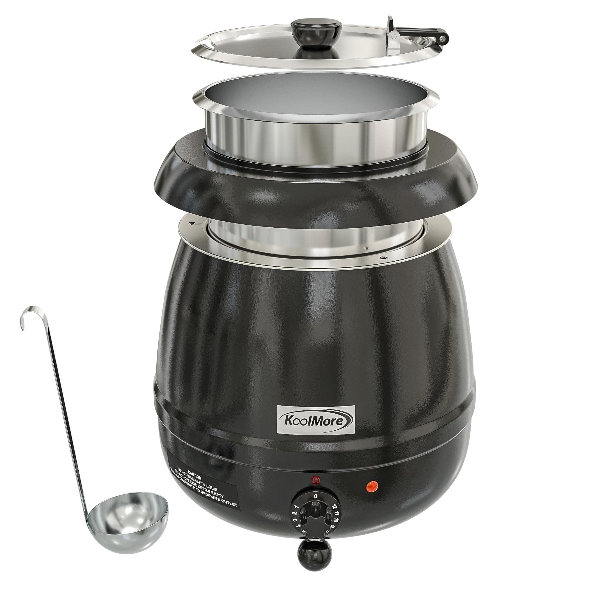 11.5 Qt. Black Stainless Steel Commercial Soup Warmer with Removable Chafing Dish - Perfect for Catering, Buffets & Food Service Businesses