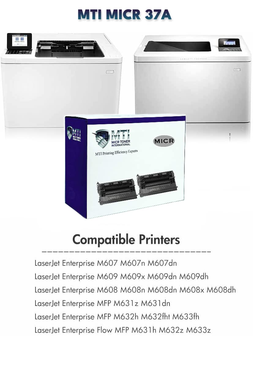 HP CF237A Compatible MICR Toner Cartridge (2-Pack) for Laser Enterprise M607n M608dn M680n M609d MFP M631-633 | Magnetic Ink Check Printing | Ideal for Banks, Offices & High-Volume Check Processing