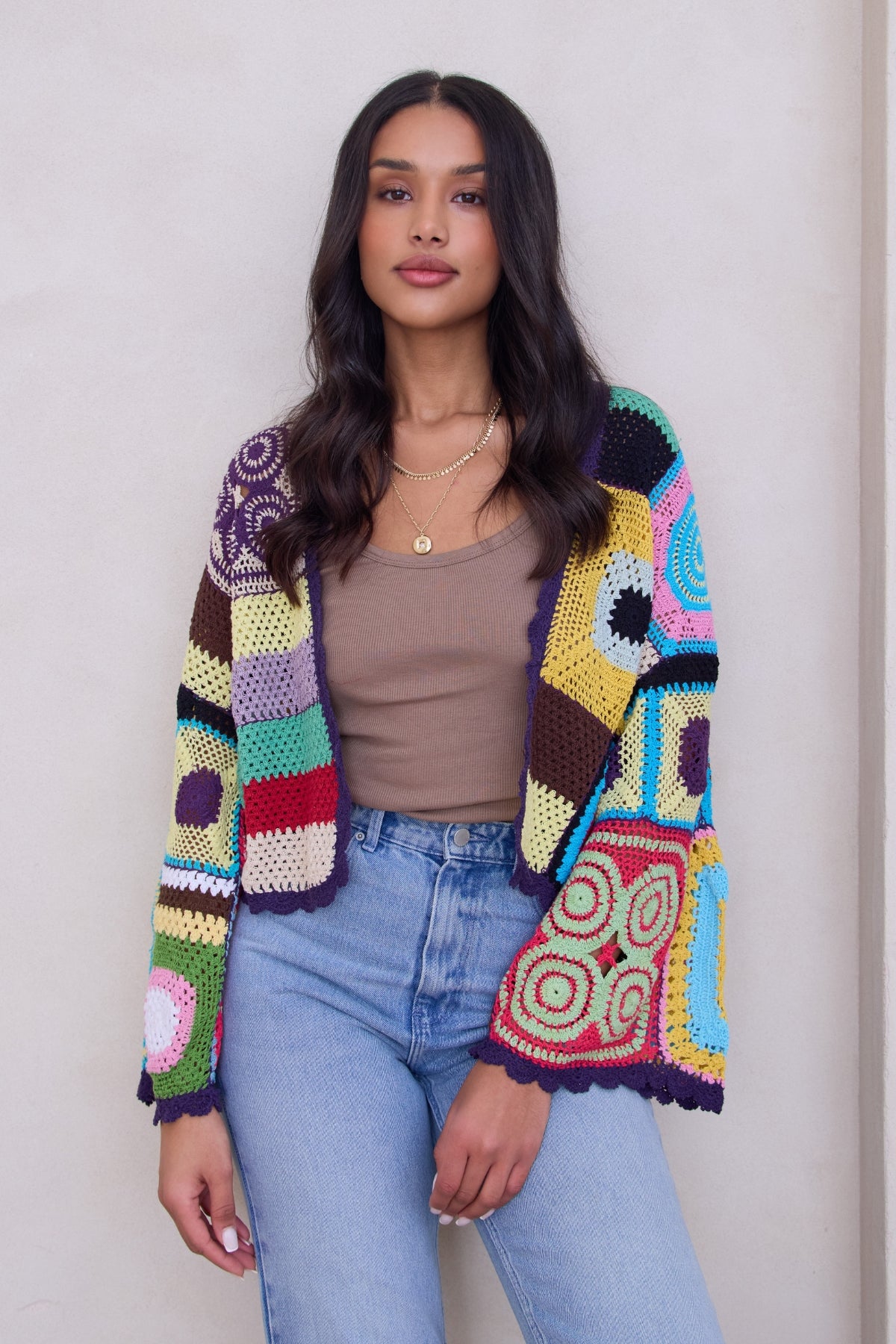 Stylish Multicolor Crochet Cardigan Cotton Jacket for Women - Perfect for Spring Outfits, Beach Cover-ups & Boho Fashion