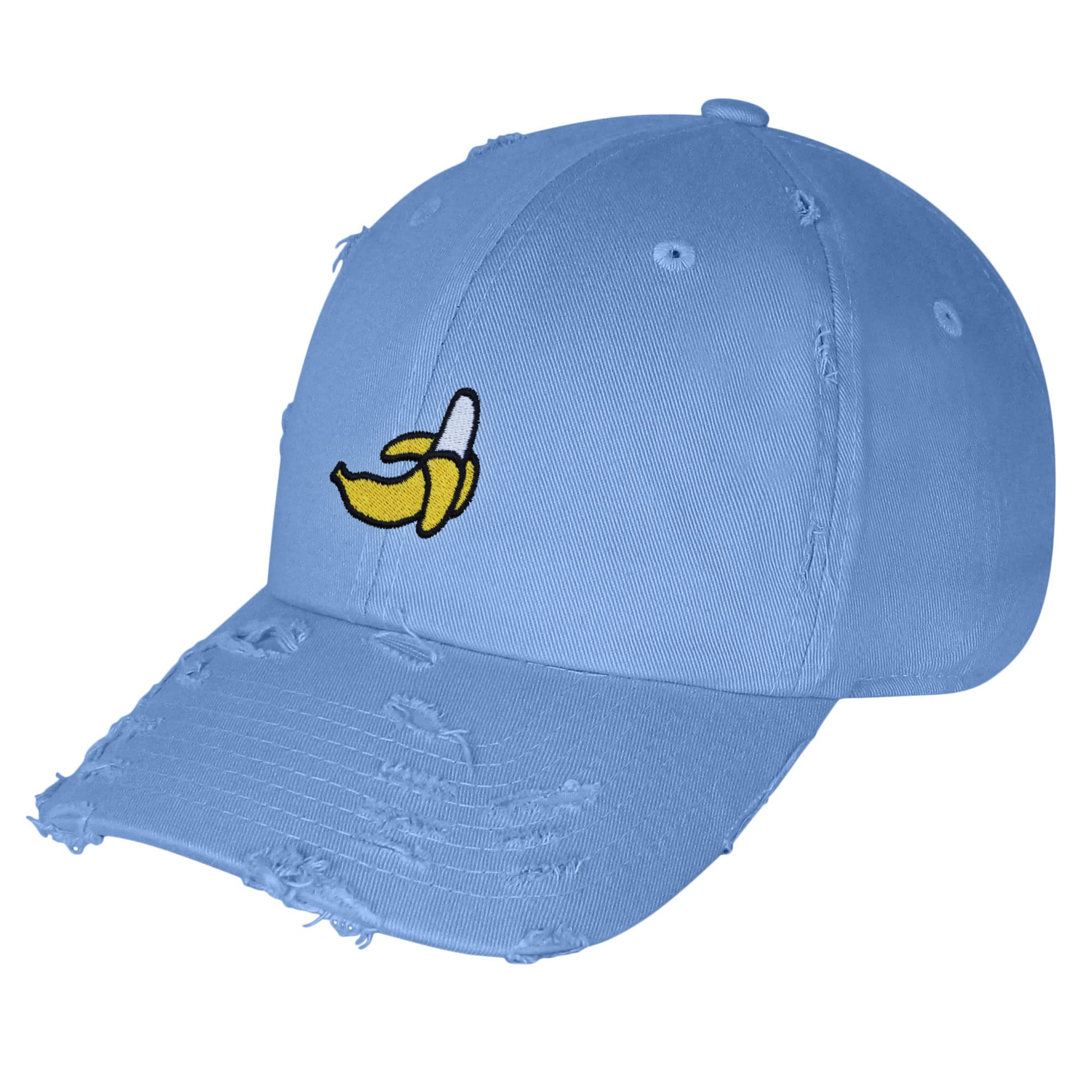 Vintage Dad Hat with Banana Peel Embroidery - Frayed Distressed Baseball Cap for Men & Women - Perfect for Casual Outfits, Streetwear, and Outdoor Activities
