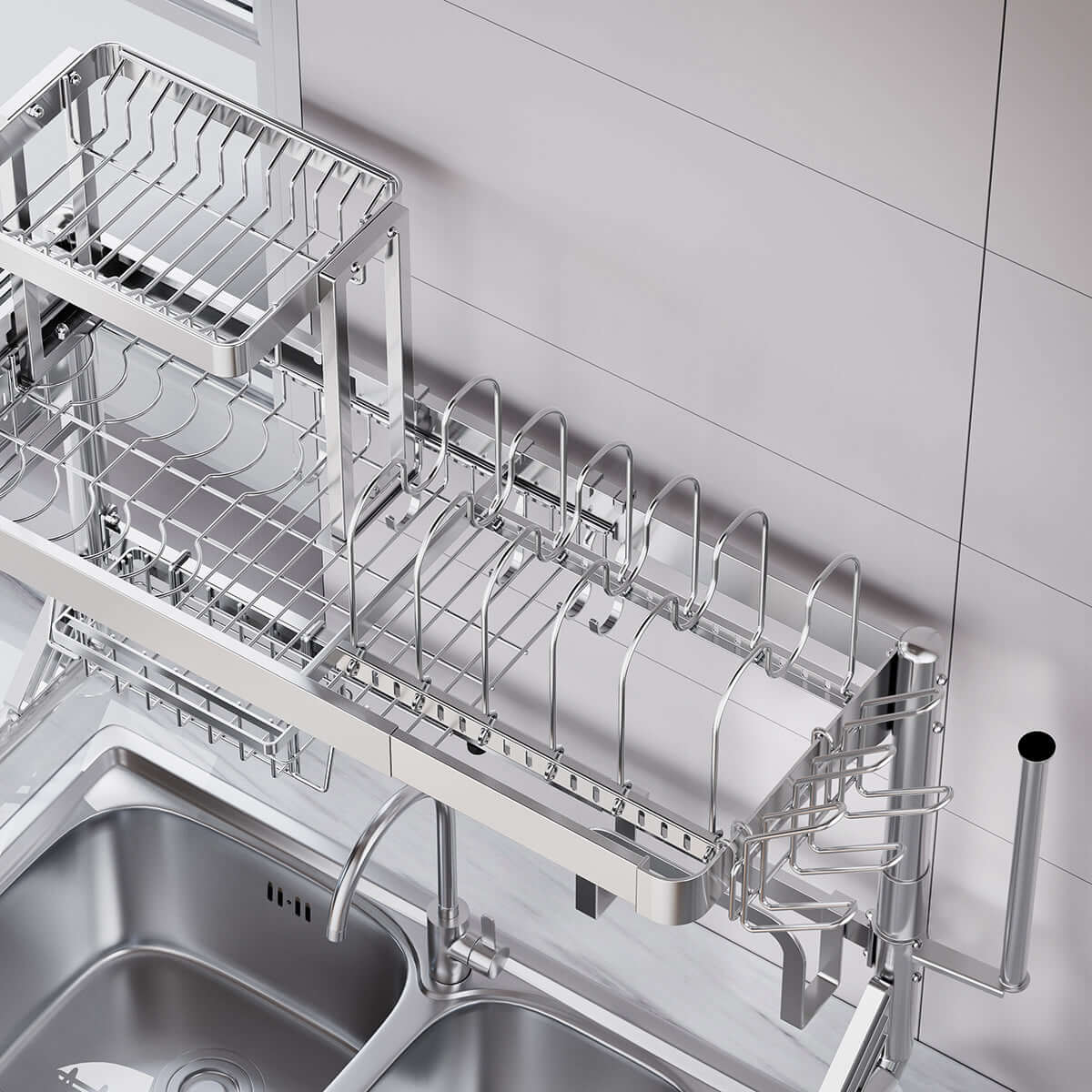 Large Over Sink Dish Drying Rack - Multi-Functional Kitchen Organizer Shelf for Utensils & Bowls | Space Saving, Quick Drying Solution | Perfect for Small Kitchens & Dish Organization