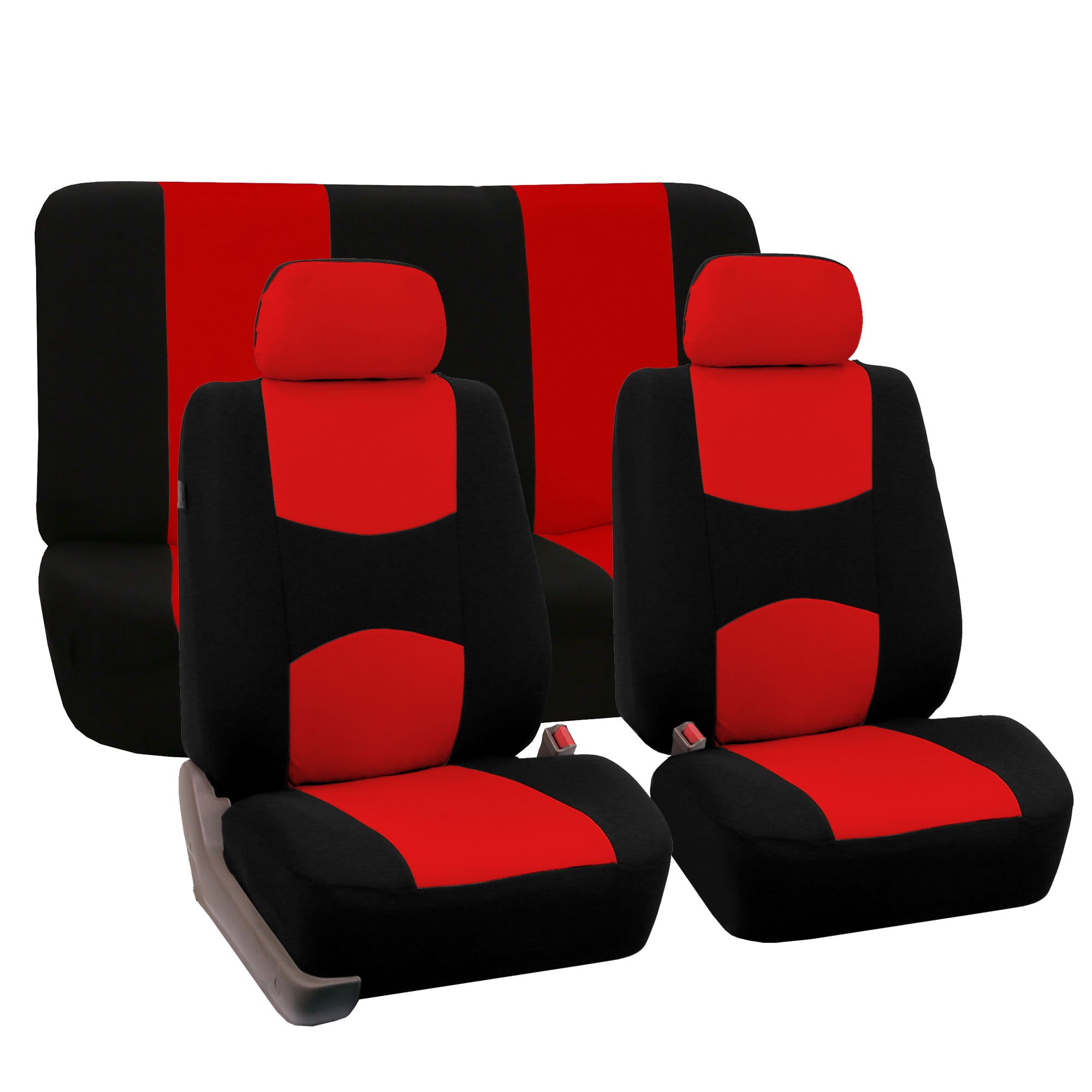 TLH Automotive Universal Fit Car Seat Covers Full Set with Steering Wheel Cover & Seat Belt Pads - Soft Flat Cloth Interior Accessories for Cars, Trucks, SUVs | Perfect for Road Trips, Daily Commute & Vehicle Protection