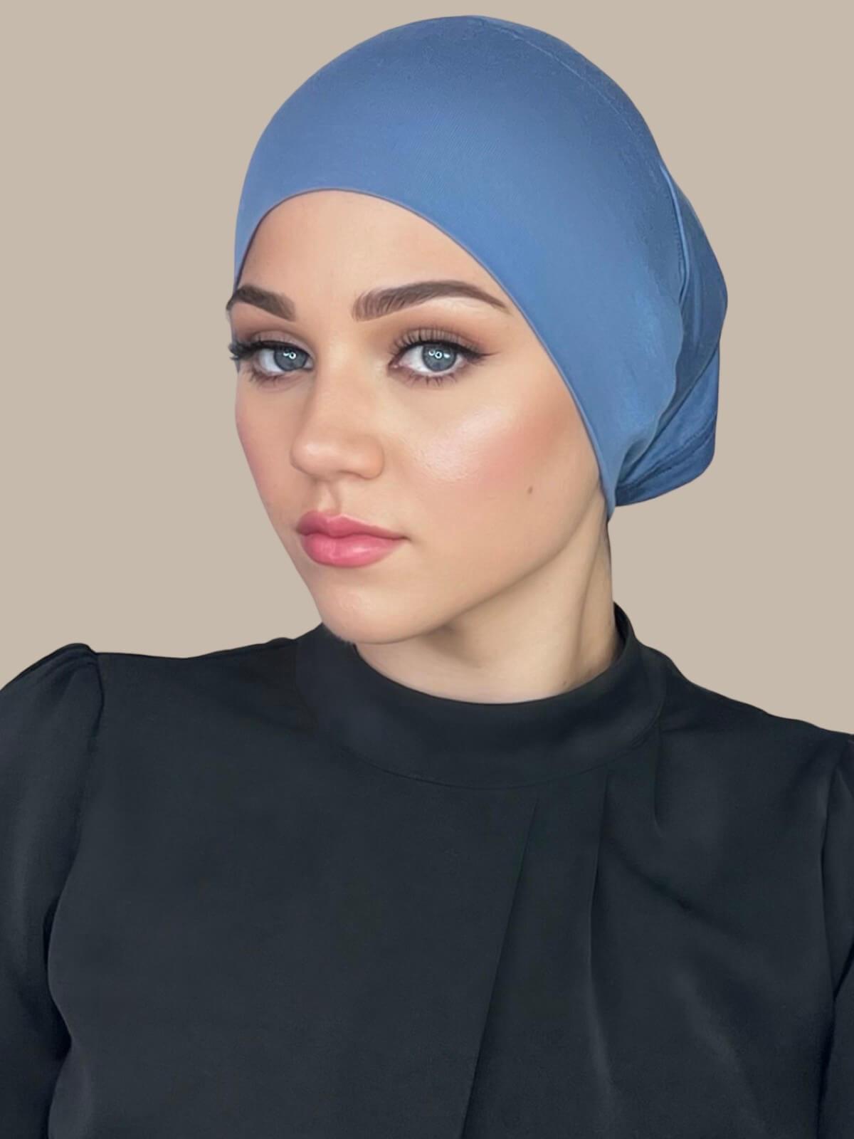 Premium Jersey Underscarf - Soft & Breathable Blue Grey Hijab Liner for Comfort & Modesty - Perfect for Daily Wear, Prayer & Special Occasions