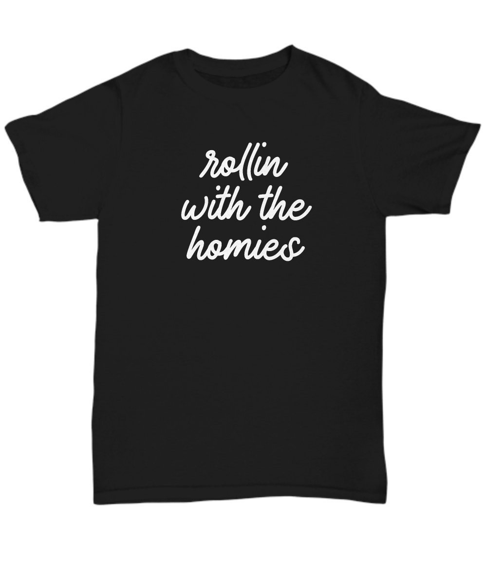 RC Rex Books Rolling Homies T-Shirt - Funny Rolling with The Homies Graphic Tee - Cool Gift for Friends - Perfect for Casual Wear, Parties & Street Style