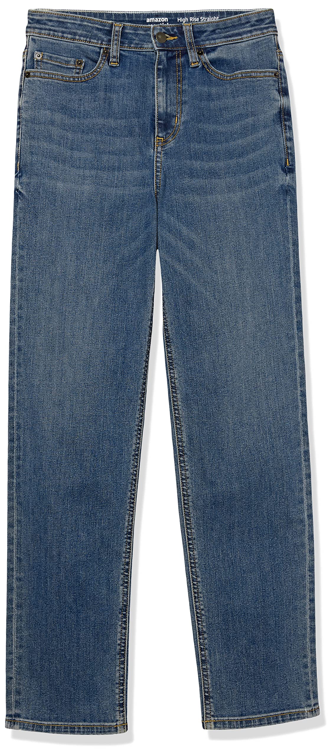 Amazon Essentials Women's High-Rise Straight Leg Jeans - Classic Denim Pants for Casual Wear, Office & Everyday Outfits