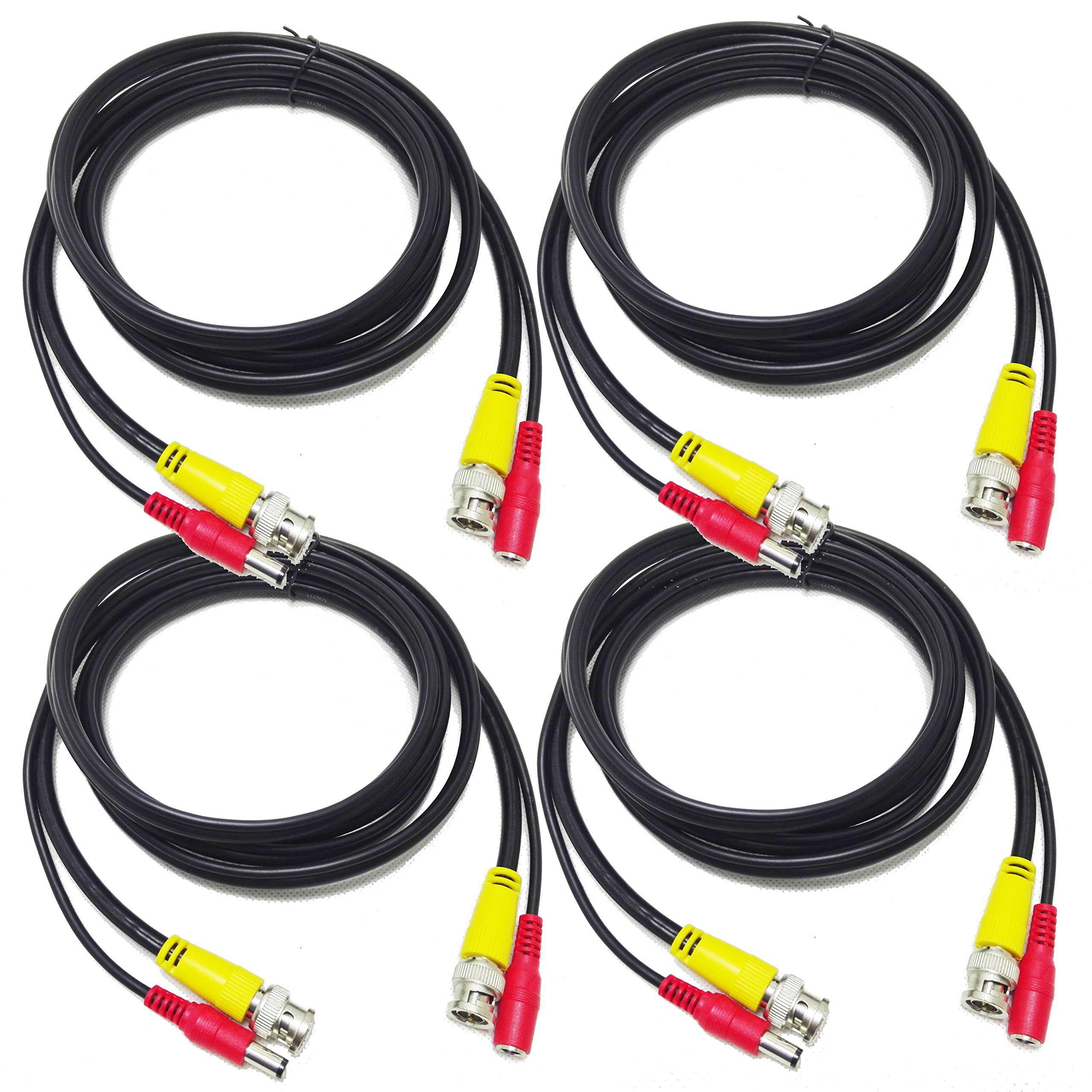 Premium Pre-Made Siamese RG59 BNC CCTV Security Camera Cable - HD AHD DVR SDI Compatible, 12ft Length (12-Pack, Black) | Ideal for Home Security Systems & Commercial Surveillance Installations