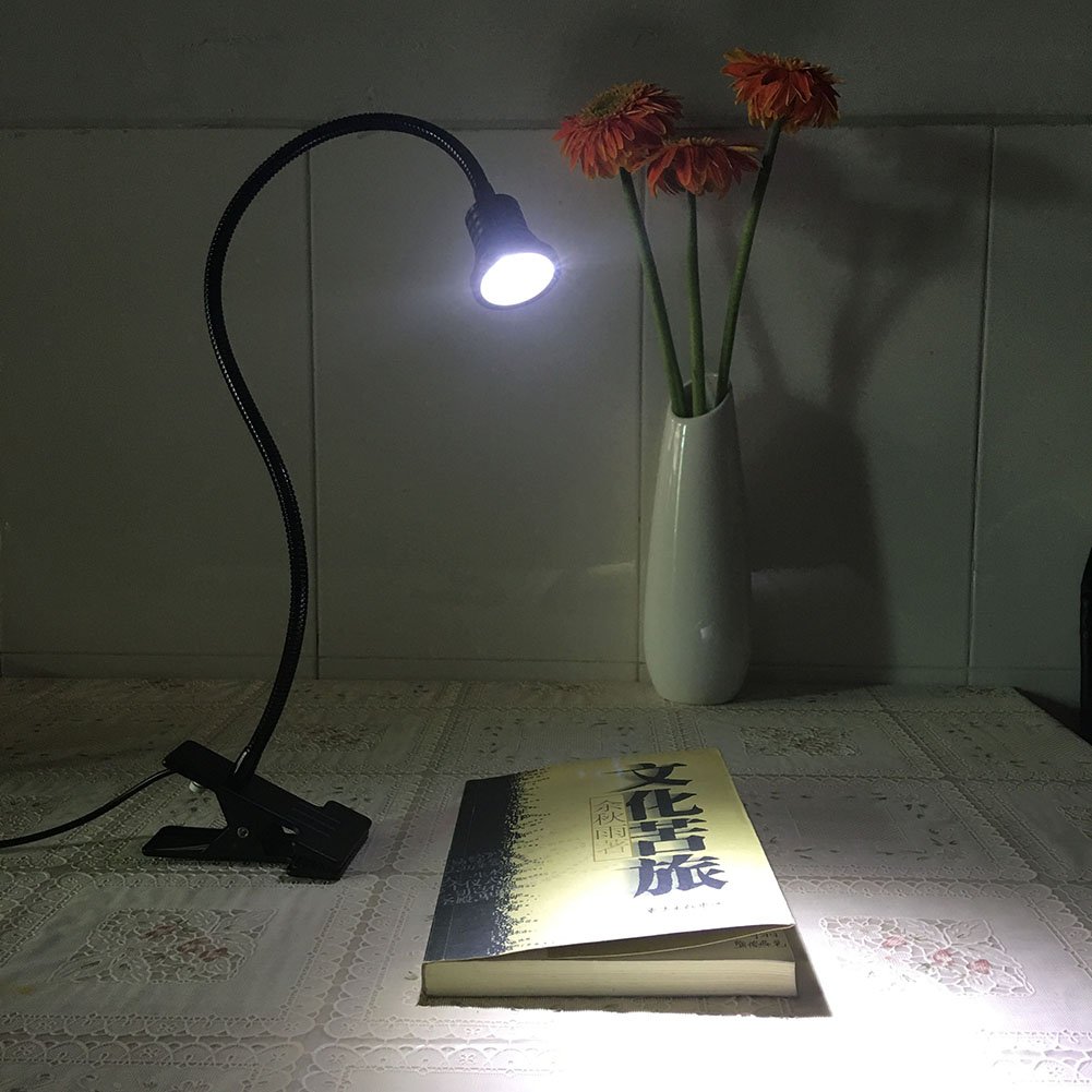 Eye-Care LED Desk Lamp with Adjustable Gooseneck - 5W Cold Light Reading Light with US Plug & 62