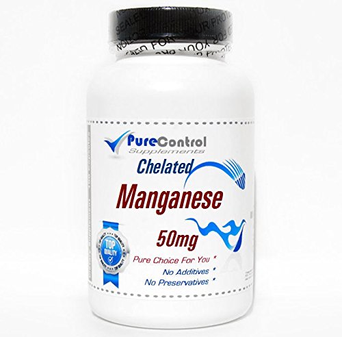 PureControl Chelated Manganese 50mg - 100 Capsules | High Absorption Manganese Supplement for Bone Health & Metabolism Support | Ideal for Athletes & Active Lifestyles
