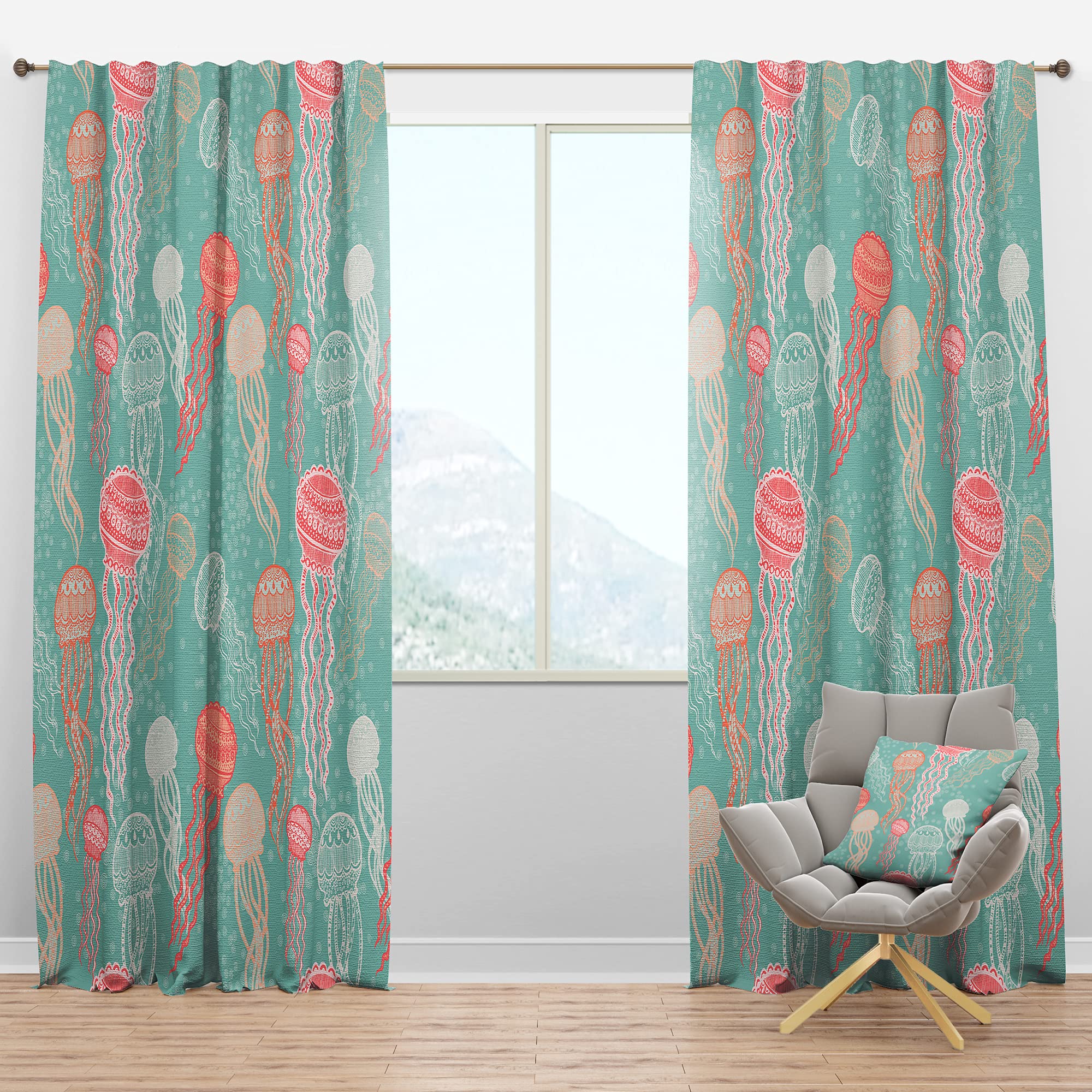 DesignQ Blackout Curtains - Thermal Insulated Jellyfish Pattern Window Drapes for Bedroom & Living Room (52x95 Inches, Single Panel) - Perfect for Light Blocking, Privacy & Energy Efficiency