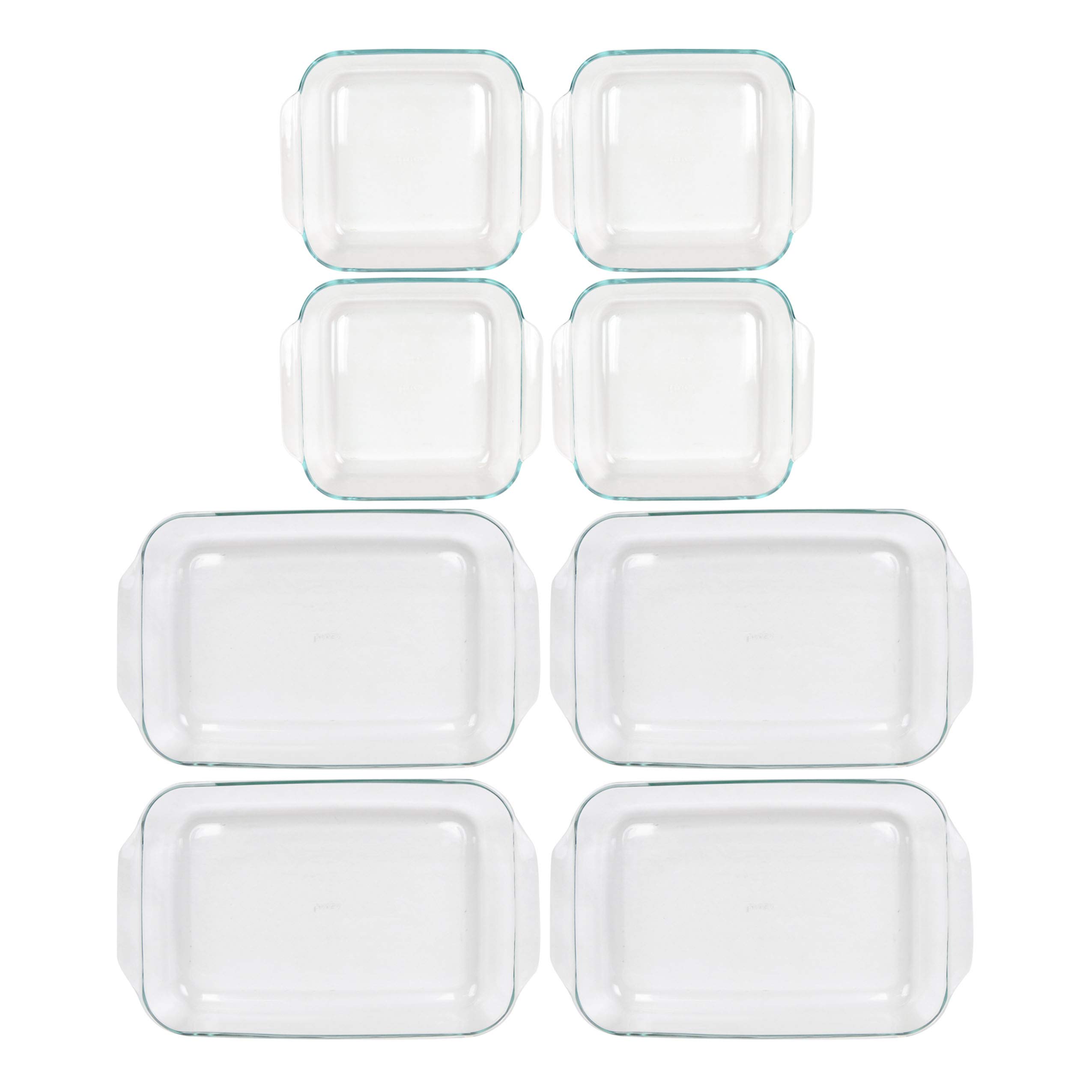 Pyrex 4-Piece Glass Baking Dish Set - 3QT & 2QT (233 & 222 Models) - Oven Safe, Microwave Safe for Baking, Cooking, Meal Prep & Food Storage