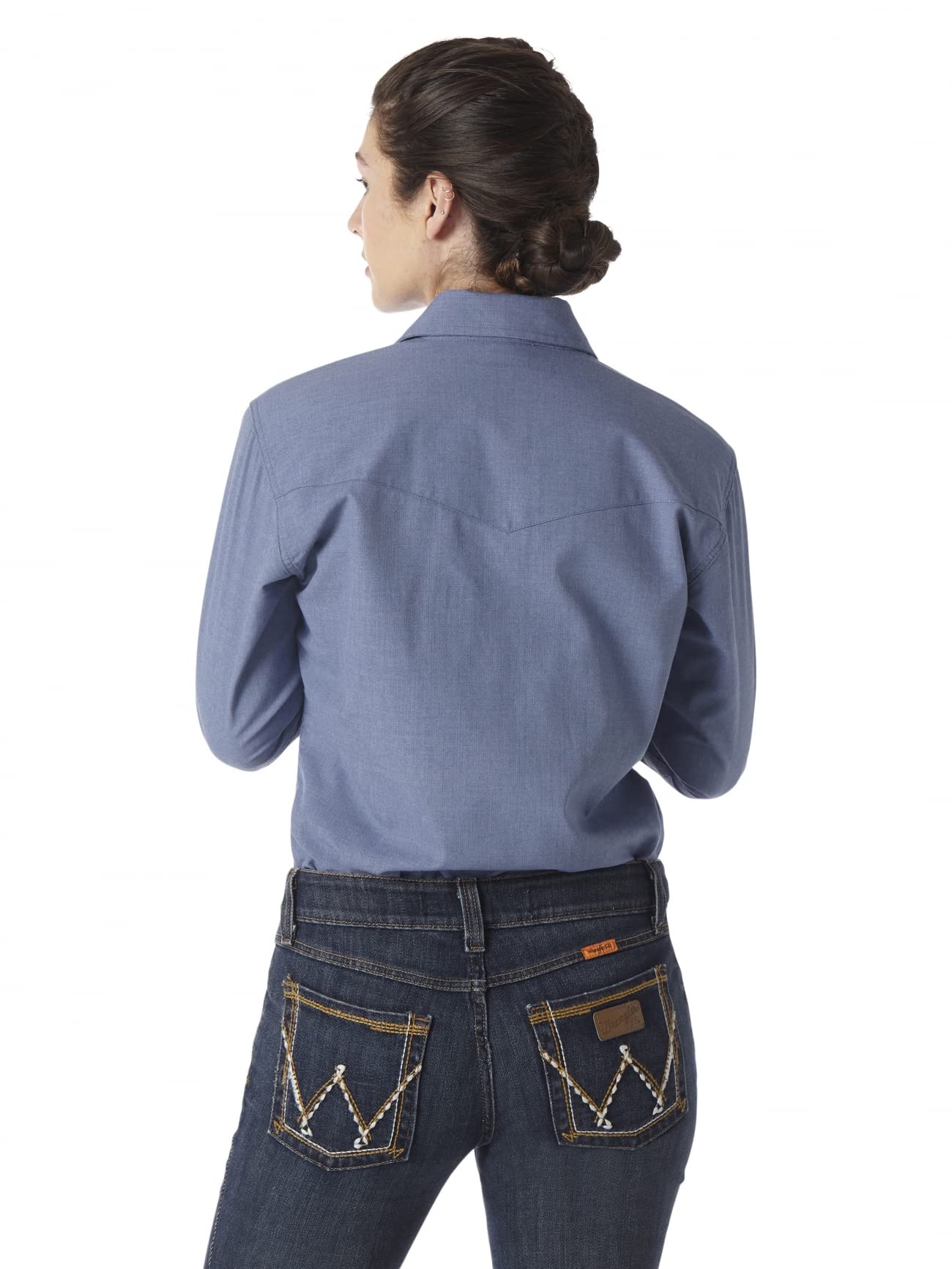 Wrangler Women's Flame Resistant Long Sleeve Shirt - FR Workwear for Safety & Comfort - Perfect for Construction, Oilfield & Industrial Jobs