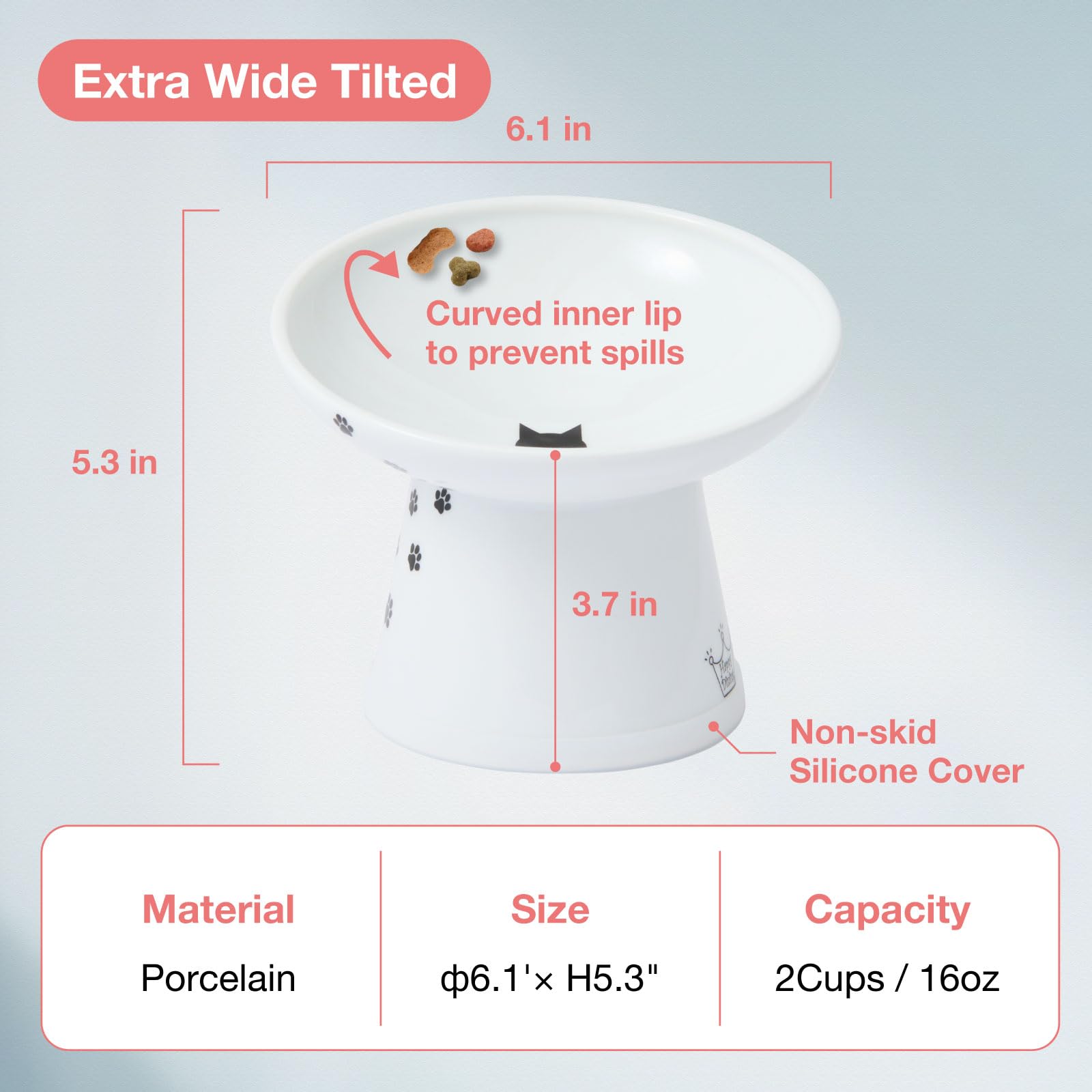 Necoichi Extra Wide Raised Cat Food Bowl - Elevated Stainless Steel Dish for Neck & Whisker Relief - Dishwasher & Microwave Safe - Japan's #1 Pet Bowl - Perfect for Senior Cats or Pets with Mobility Issues