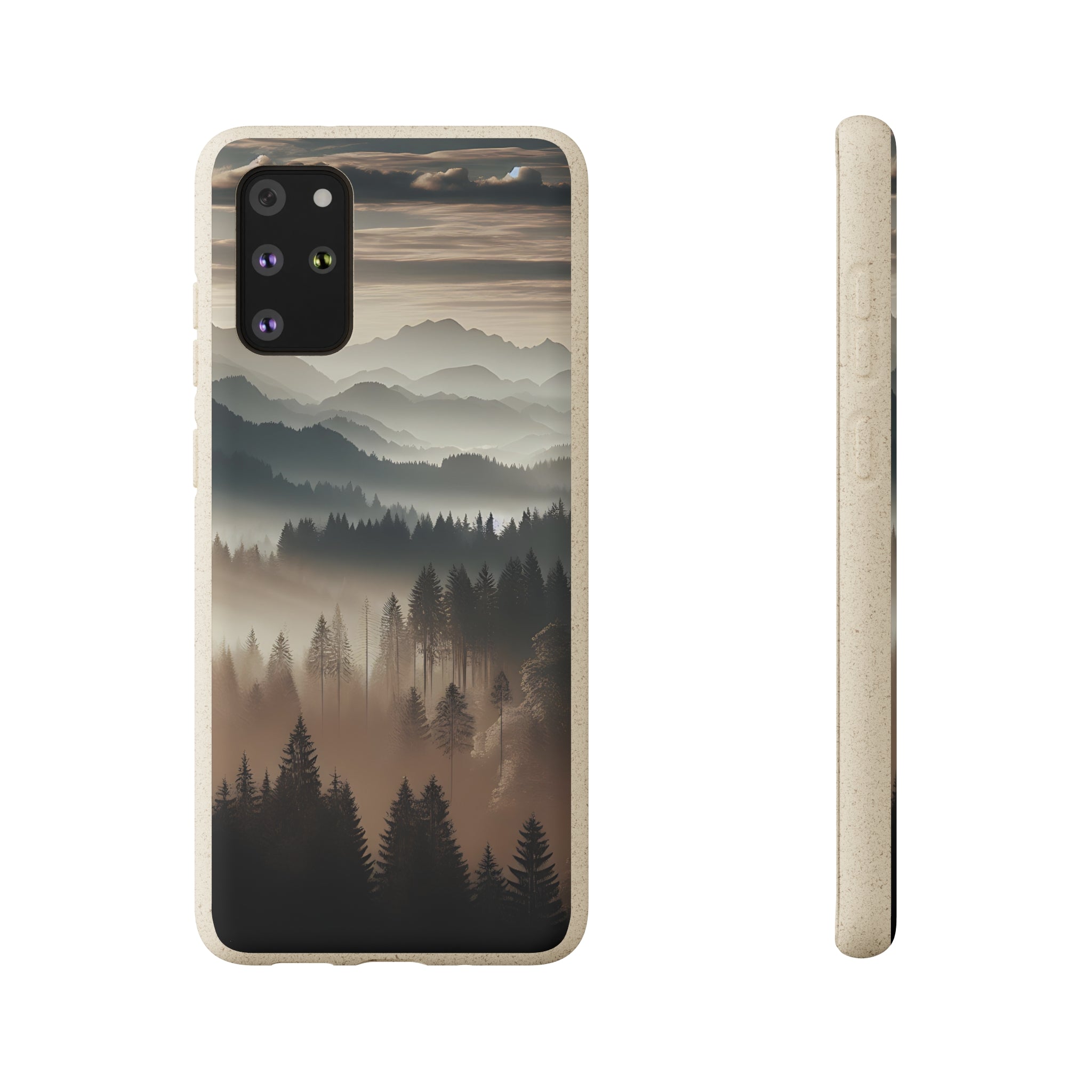 Eco-Friendly Biodegradable Phone Case - Sustainable Compostable Smartphone Cover with Mountain Tree Cloud Scenic Design | Perfect for Outdoor Enthusiasts & Nature Lovers