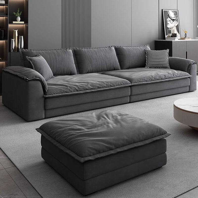 L-Shaped & Straight Right Sofa Chaise Lounge with Concealed Support - Modern Sectional Couch for Living Room, Home Theater & Small Spaces