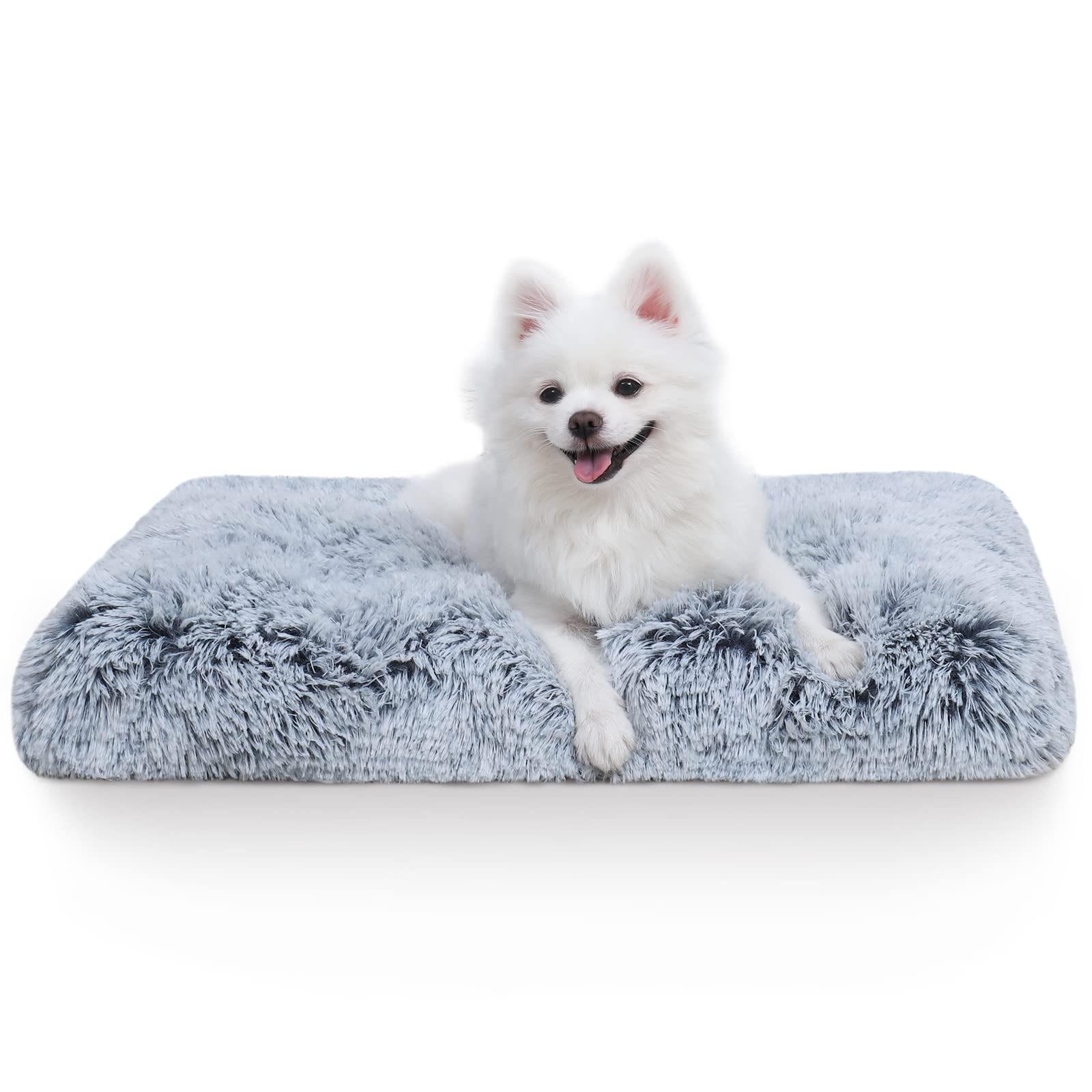 Vonabem 24 Inch Small Dog Bed Crate Pad - Washable Soft Plush Puppy Bed with Anti-Slip Bottom | Cozy Pet Crate Mat for Dogs & Cats | Perfect for Kennels, Crates, and Home Sleeping Areas (Grey)