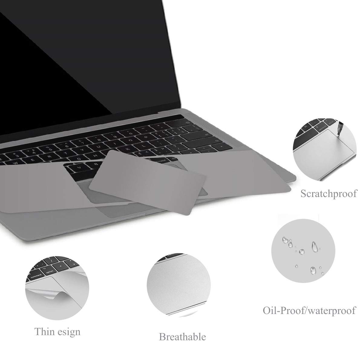 MacBook Pro 14 Inch Protective Skin with Palm Rest & TrackPad Cover (M1/M2/M3/M4 Chip Compatible) - Silver | Durable Laptop Decal for Work, Travel & Home Office Use
