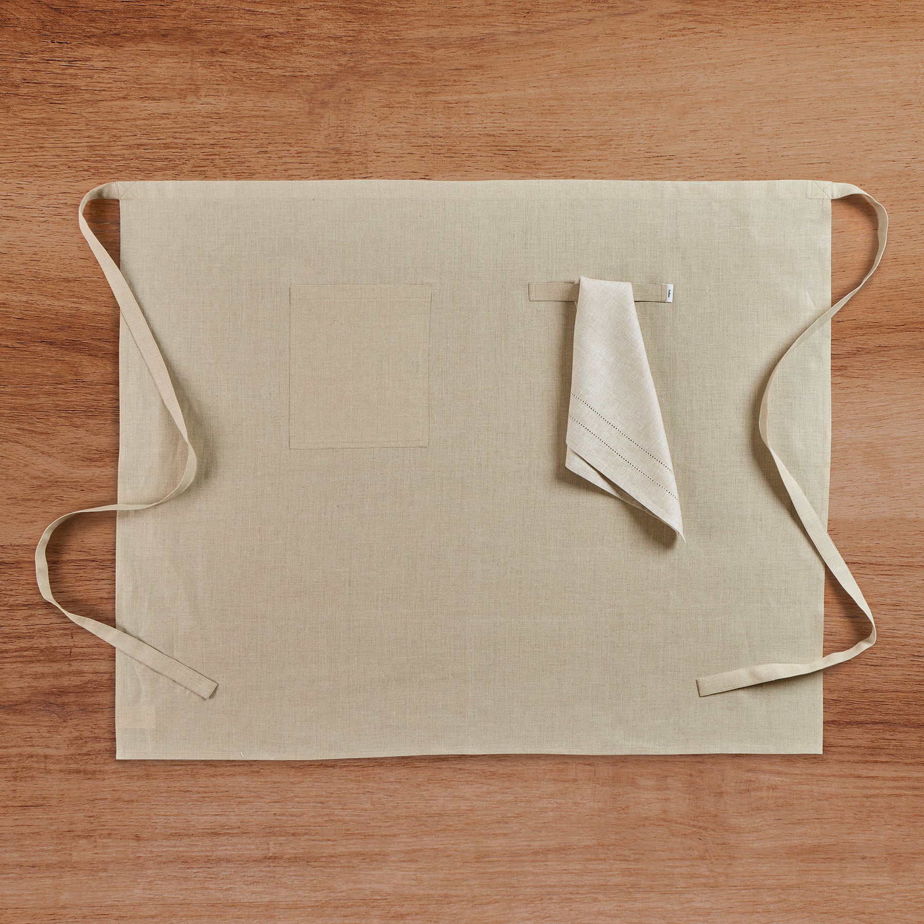 Premium Linen Midi Bistro Apron for Women - Adjustable Waist & Pockets - Perfect for Cooking, Baking, Gardening & Hosting - Elegant Kitchen & Cafe Wear