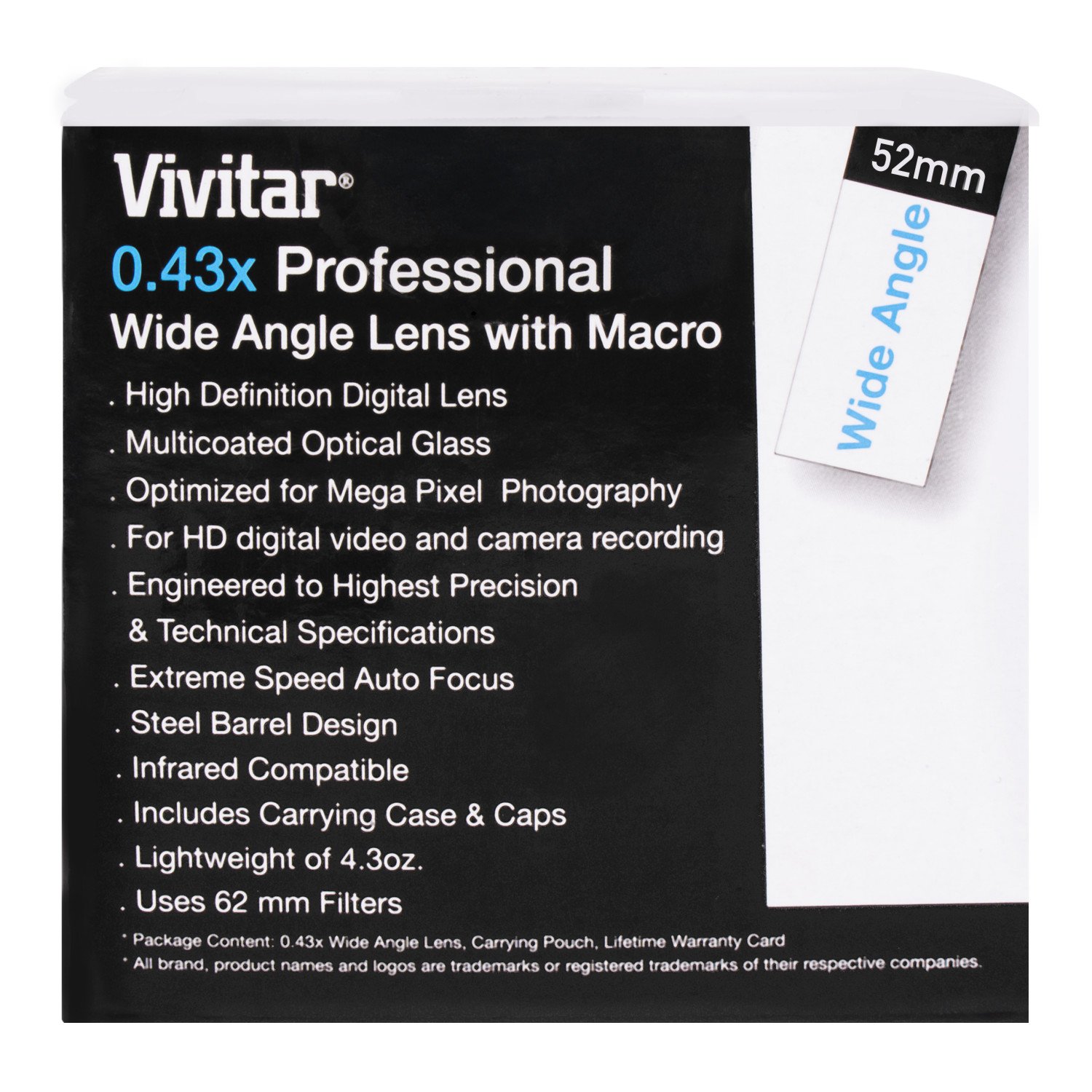 Vivitar 0.43x Wide Angle Lens for DSLR & Mirrorless Cameras - 52MM Thread - High Clarity Photography Accessory - Perfect for Landscape, Travel & Vlogging