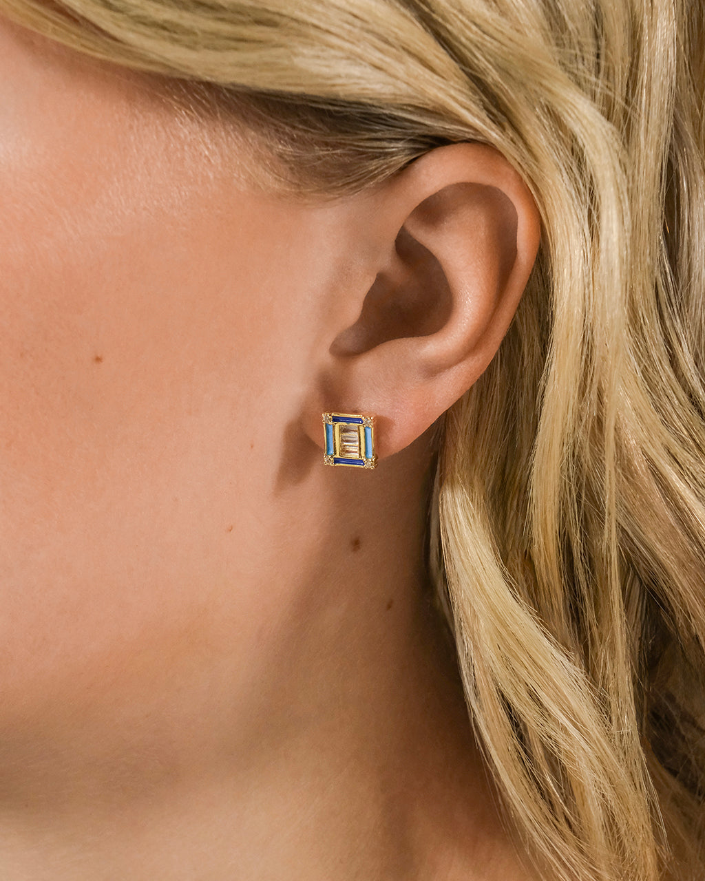Luella CZ & Enamel Square Stud Earrings for Women - Elegant Cubic Zirconia Fashion Jewelry - Perfect for Parties, Weddings & Everyday Wear