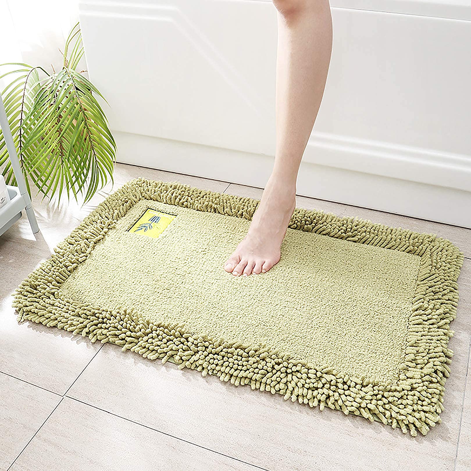 Non-Slip Microfiber Chenille Bathroom Rug - Super Absorbent, Quick-Dry Waterproof Shower Mat - Soft Fluffy Bath Mat for Bathroom Floor (40x60cm, Blue) - Perfect for Bathrooms, Showers & Vanity Areas