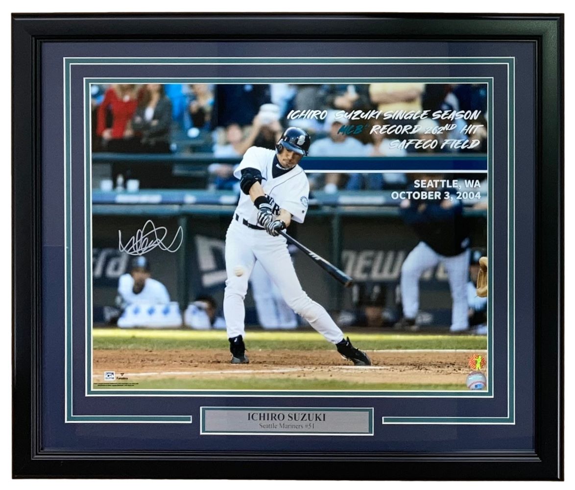 Authentic Ichiro Suzuki Signed Framed 16x20 Photo - Seattle Mariners Hit Record Memorabilia with COA - Perfect for Baseball Fans, Sports Collectors & Man Cave Decor