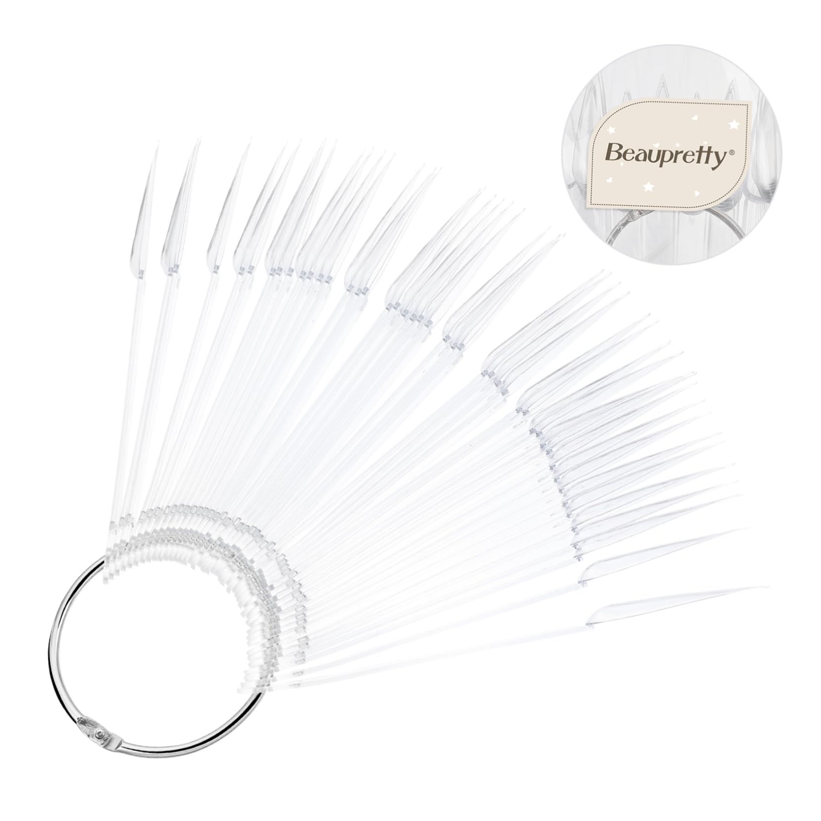 100pcs Clear False Nail Tips - Transparent Nail Display Sticks for Nail Art, Fan Shaped Nail Wheel, White Polish Sample - Perfect for Salon Display, DIY Nail Art & Professional Nail Color Testing