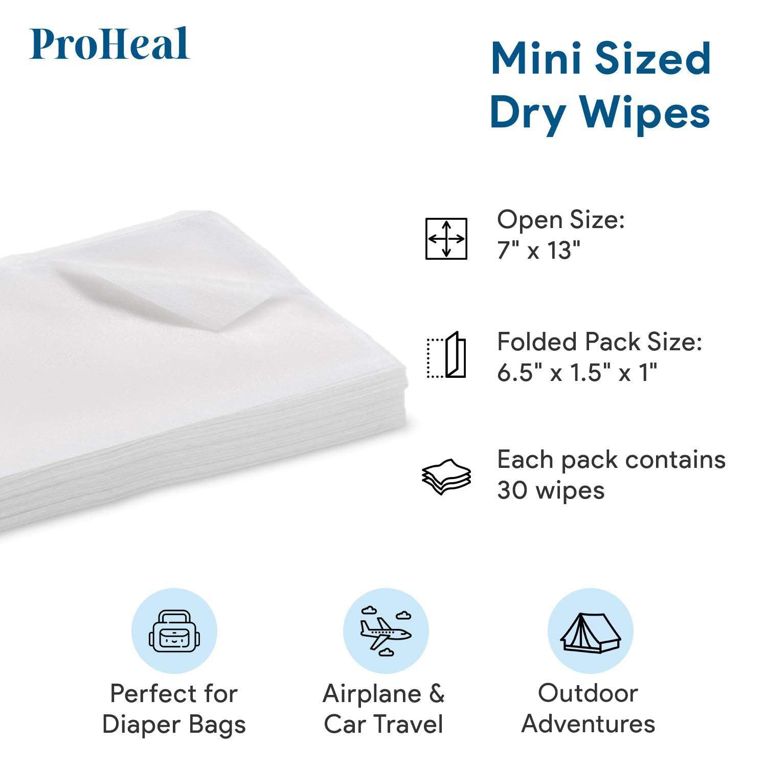 Disposable Dry Wipes for Baby and Adults - 1200 Count (40 Pack) Ultra Soft Cotton Tissue Washcloths - 7