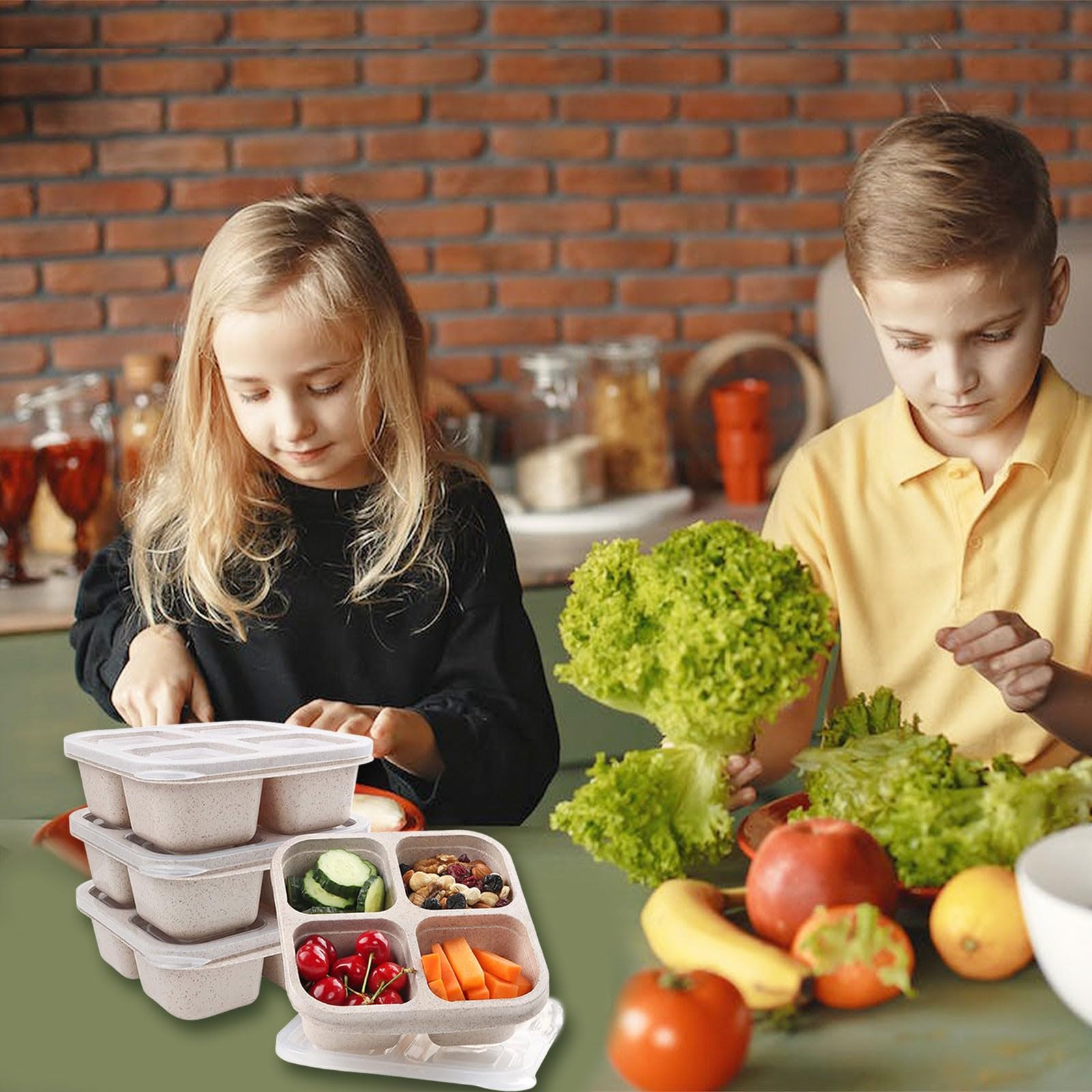 4-Compartment Reusable Snack Containers | Bento Box for Candy, Nuts, Cookies & Fruit | Perfect for Lunch Box, Party Favors & Home Organization | Eco-Friendly Food Storage Solution