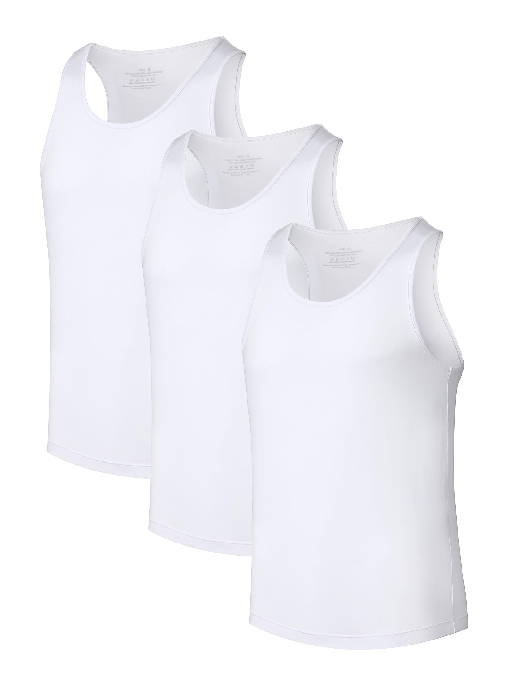 COLORFULLEAF Men's Bamboo Rayon Undershirts - Breathable Stretchy Tank Tops for Men, Soft Crew Neck Sleeveless Shirts (Pack of 1 or 3) - Perfect for Gym, Yoga, Summer & Layering