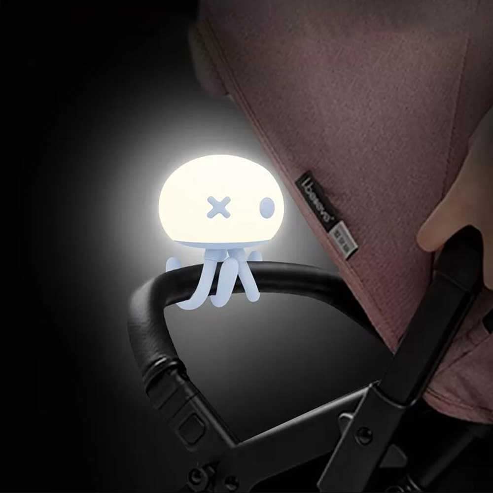 Cute Jellyfish Night Light for Kids - Dimmable Rechargeable Silicone Baby Bedside Lamp with Flexible Tripod, Tap Control & Soft Eye Protection - Perfect for Nursery, Breastfeeding, Bedtime & Night Feedings (Blue)