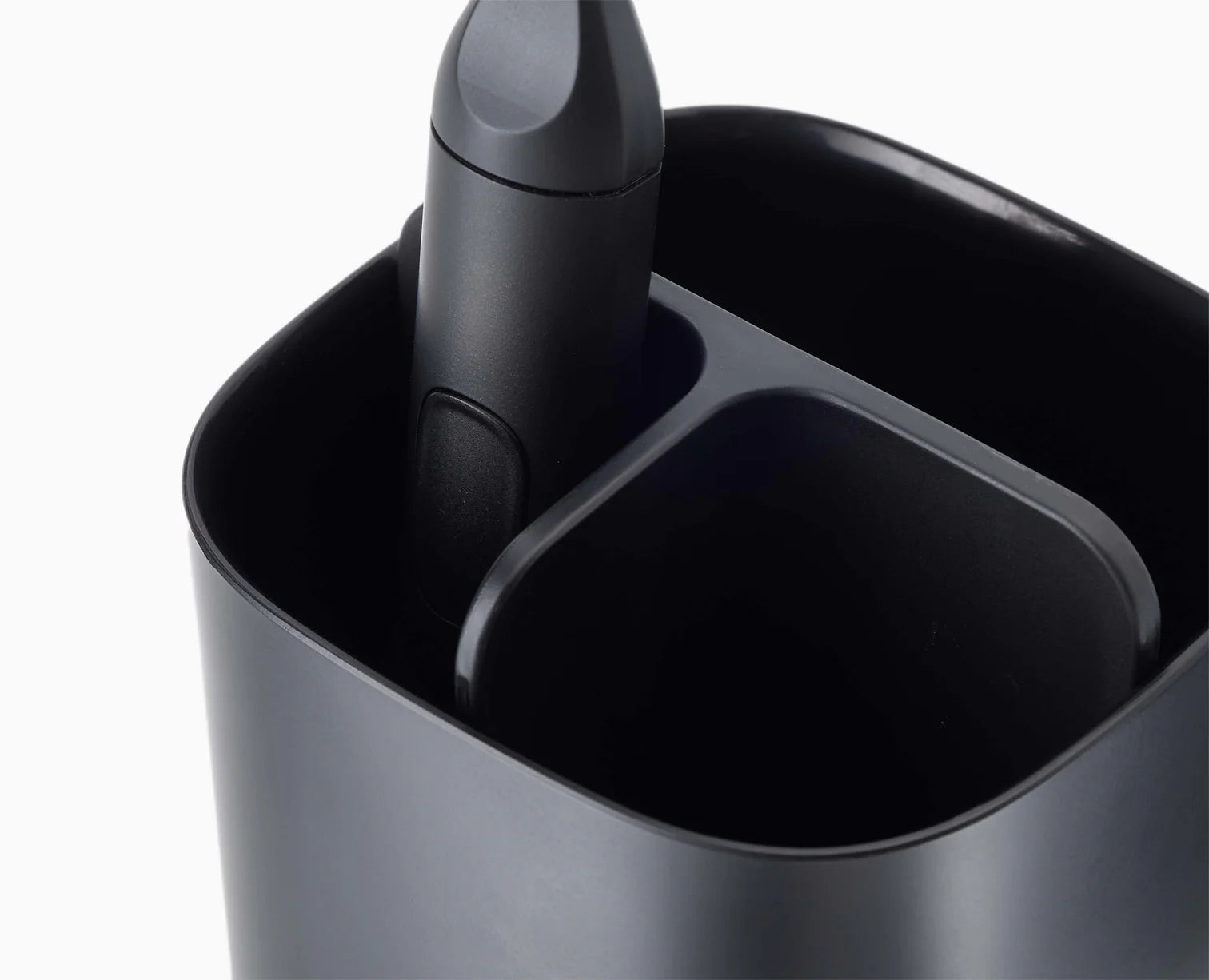 EasyStore™ Matt Black Toothbrush Holder - Modern Bathroom Organizer for Toothbrushes, Razors & Makeup Brushes - Perfect for Countertop, Vanity & Travel