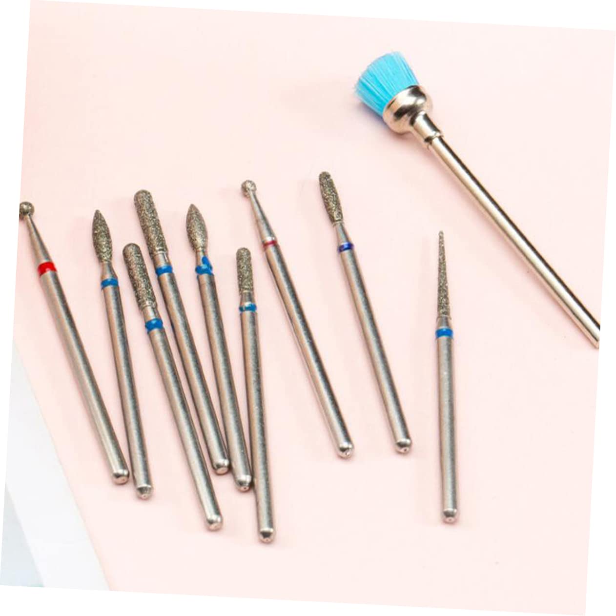 Professional 10-Piece Minkissy Nail Drill Bits Set - Silver Steel Manicure Grinding Heads for Acrylic, Gel & Natural Nails - Perfect for Salon & Home Nail Care