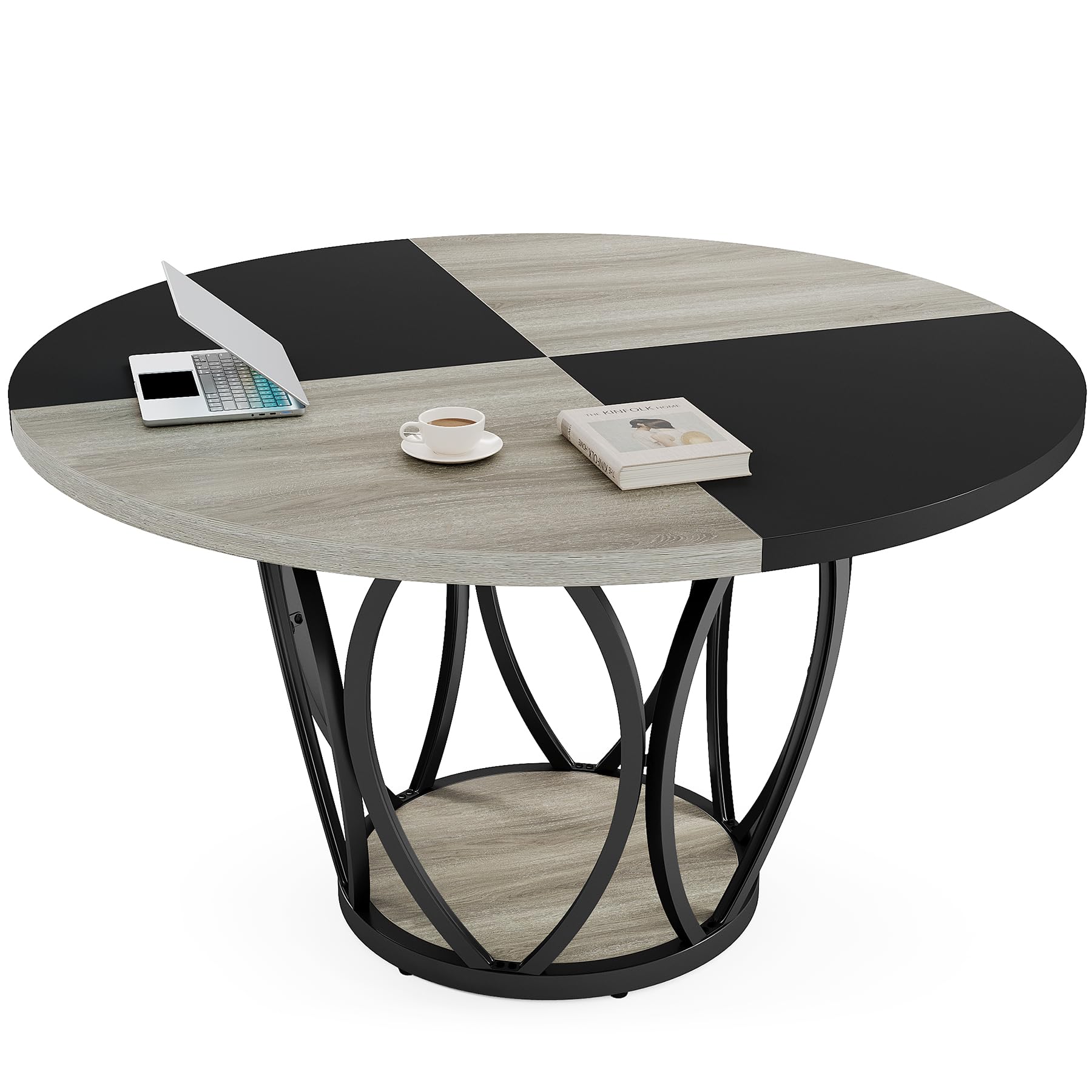 Tribesigns 47-Inch Round Conference Table for 4-6 People | Modern Wooden Meeting & Seminar Table | Office Conference Room Furniture for Small Meetings & Team Collaborations
