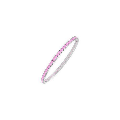 14K White Gold Pink Sapphire Eternity Bangle - 5.00 CT TGW - Elegant Jewelry Gift for Women, Anniversary & Special Occasions