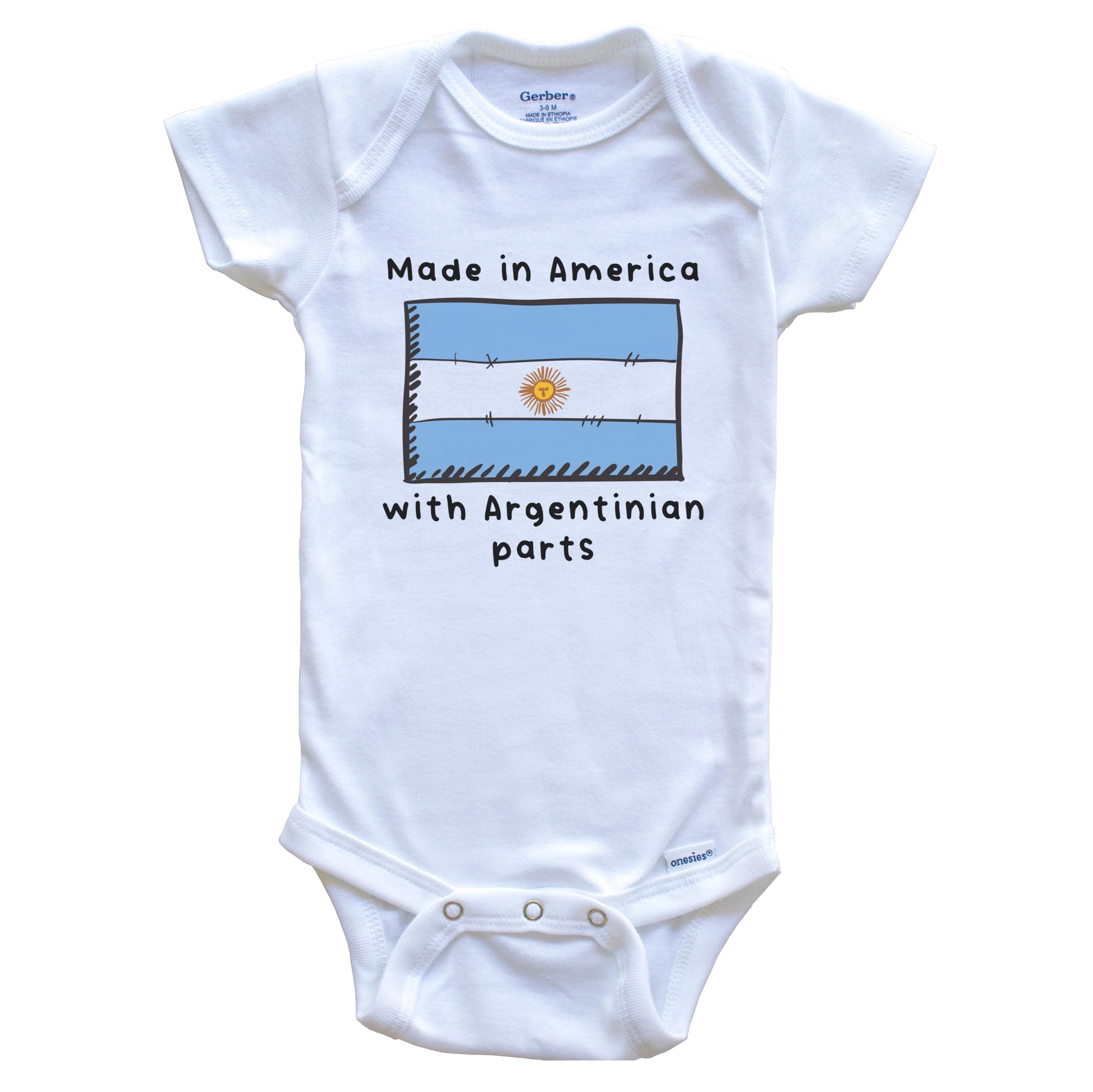 USA Made Argentina Flag One Piece Baby Bodysuit - Soft Cotton Infant Romper for Boys & Girls - Perfect for National Holidays, Soccer Games & Cultural Celebrations