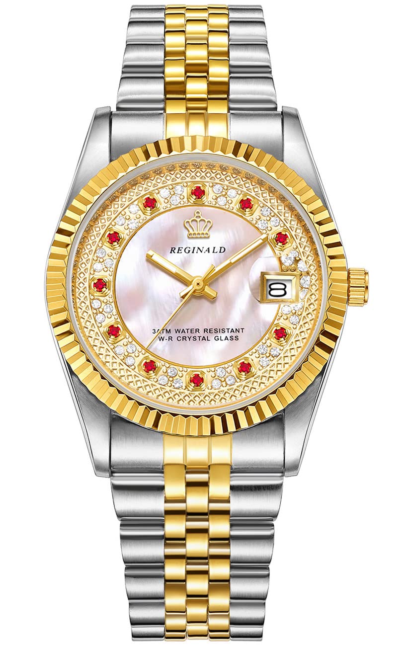 Men's Diamond Watch 36mm Stainless Steel Quartz for Daily Wear