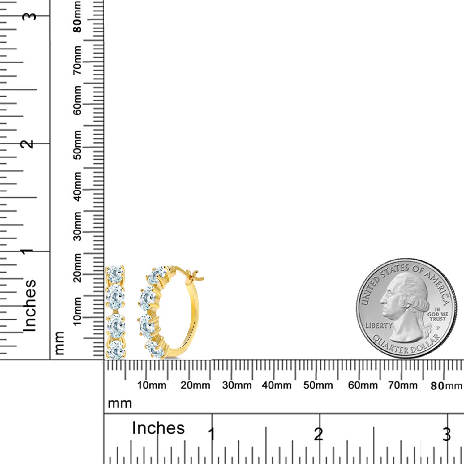 Gem Stone King 18K Gold Plated Silver Oval Birthstone Hoop Earrings for Women | 6x4mm Oval Gemstone | 22mm (0.85 Inch) Hoop | Elegant Jewelry for Everyday Wear & Special Occasions