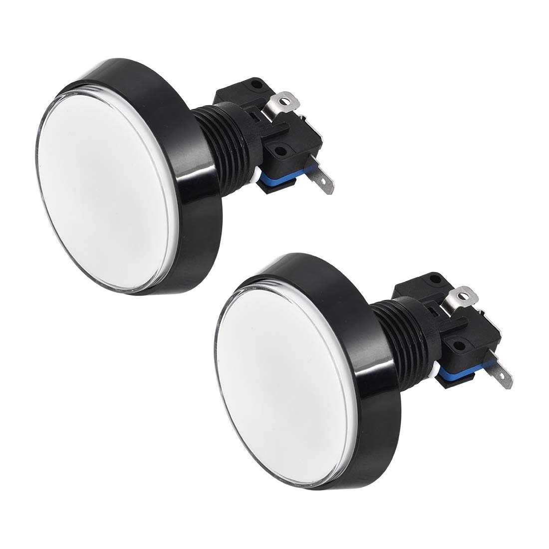 60mm Round 12V LED Illuminated Arcade Push Button Switch with Micro Switch - White (2 Pack) for Video Games, DIY Cocktail Cabinets & Home Arcade Setup