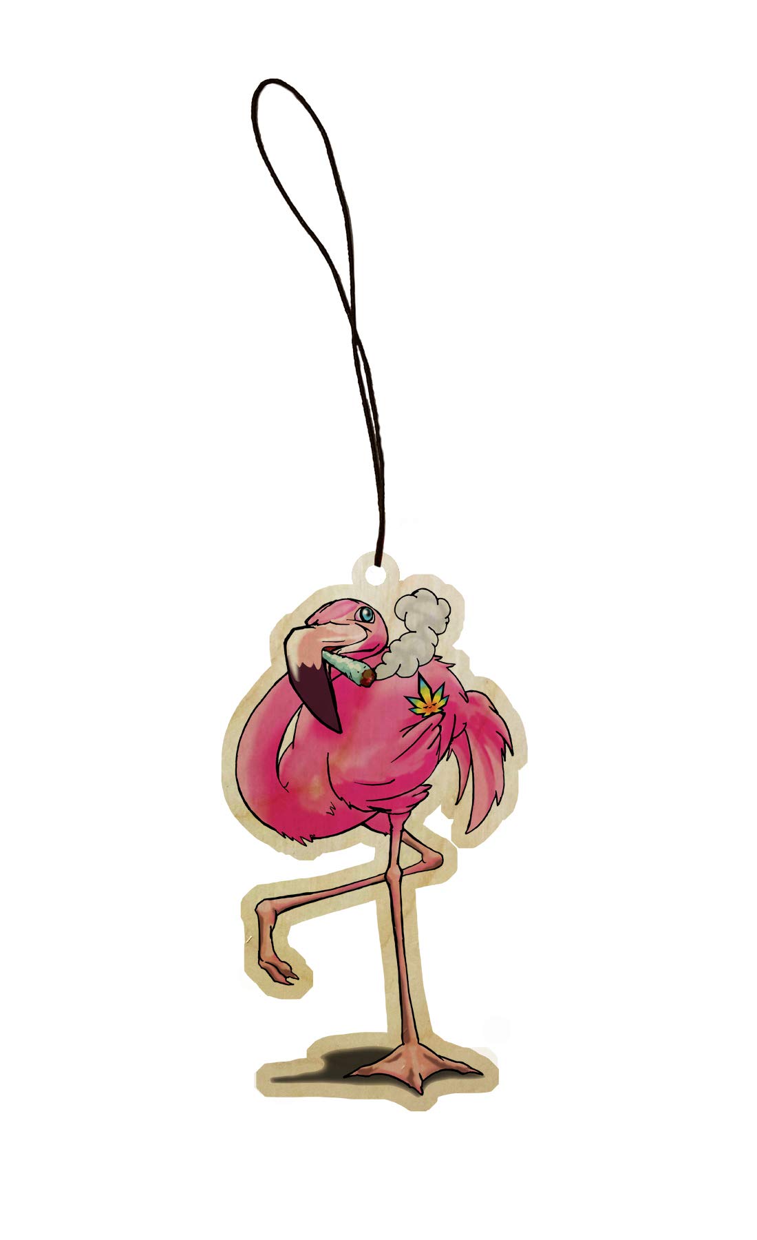 Funny Pink Flamingo Joint Car Charm - Engraved Wooden Rear View Mirror Dangler for 420 Enthusiasts - Perfect for Stoner Gifts & Road Trips