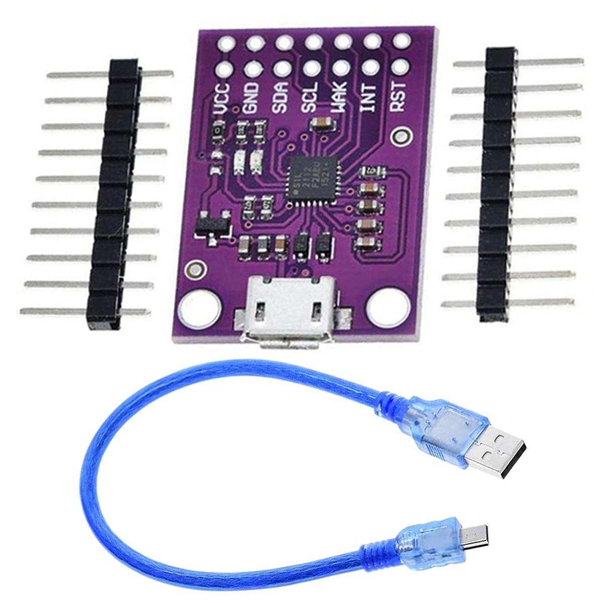 CP2112 Debug Board - USB to SMBus I2C Communication Module with 2 Micro USB Cables | Arduino Compatible Evaluation Kit for Embedded Systems & IoT Projects