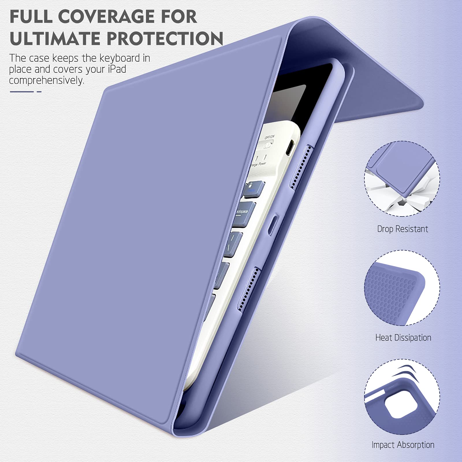 iPad Air 6th/5th/4th Generation Case with Keyboard (2024/2022/2020 Models) - 11/10.9 Inch Detachable Wireless Keyboard Cover with Pencil Holder & Auto Sleep/Wake | Purple Protective Case for Work, School & Travel