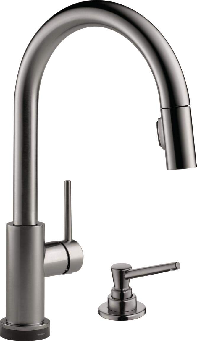 DELTA Trinsic Single-Handle Touch Kitchen Faucet with Pull Down Sprayer - Black Stainless Steel, Touch2O Technology, Magnetic Docking Spray Head & Built-In Soap Dispenser | Perfect for Modern Kitchens, Food Prep & Dishwashing
