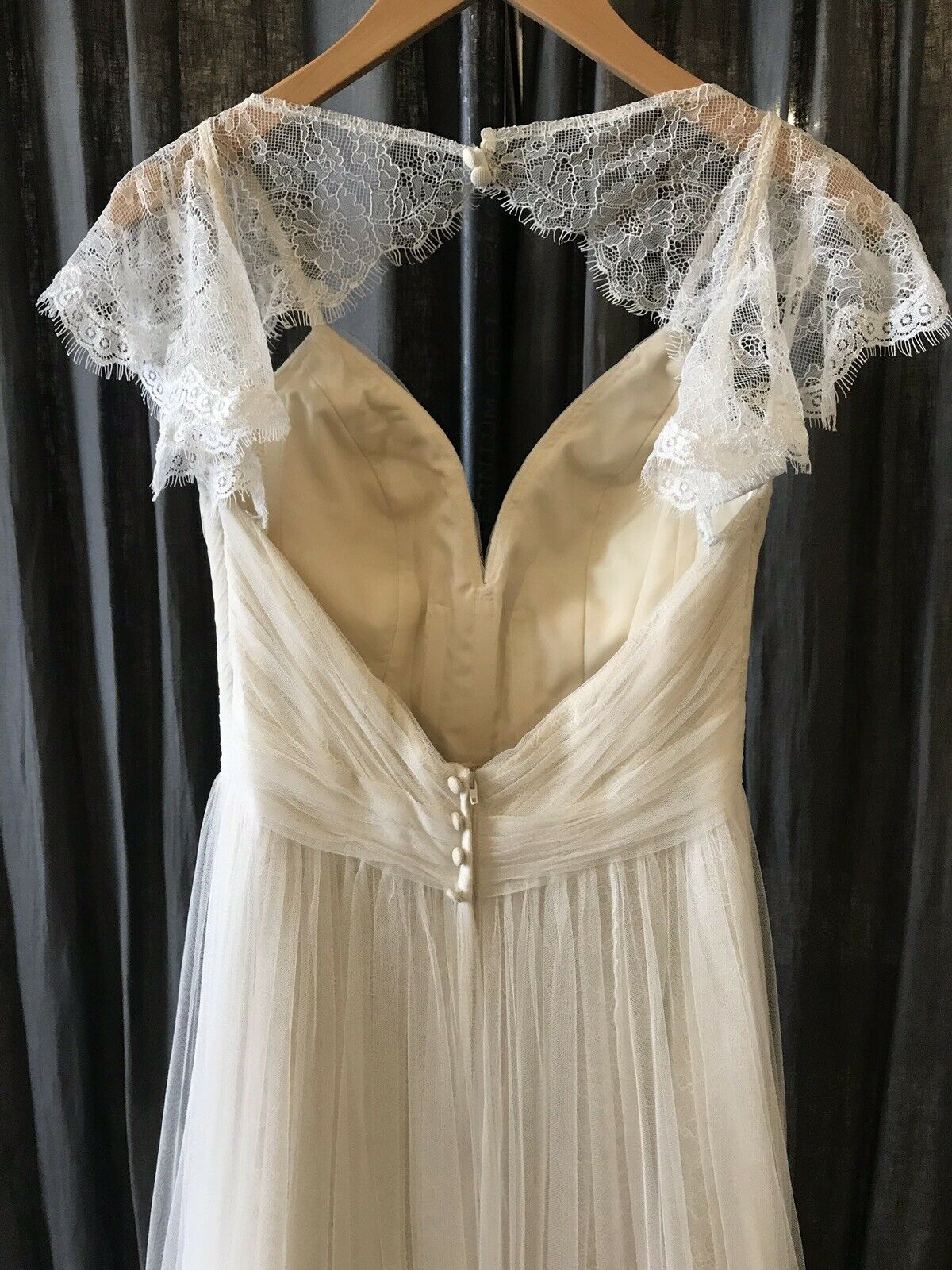 Stella York 6199 Elegant Wedding Gown - A-Line Lace Bridal Dress with V-Neck & Chapel Train - Perfect for Church Ceremonies, Beach Weddings & Formal Receptions