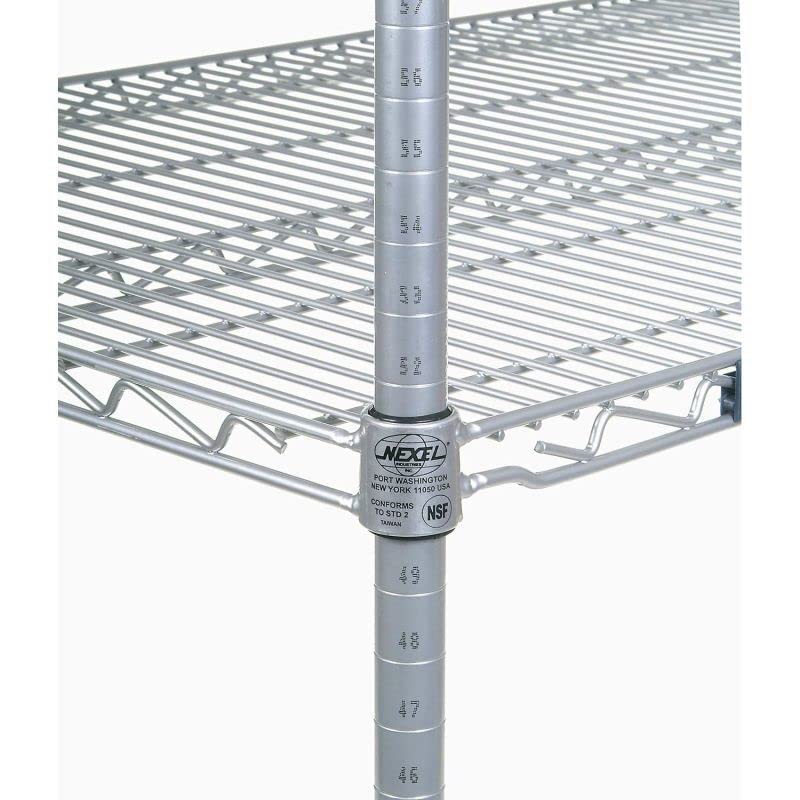 Nexel 4-Tier Adjustable Wire Shelving Unit 21x36x54 Inches - NSF Listed Commercial Storage Rack with NEXGuard Anti-Microbial Coating & Leveling Feet - Silver Poly-Z-Brite Finish for Kitchen, Garage, Pantry Organization