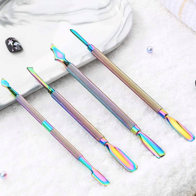 4Pcs Stainless Steel Cuticle Pushers Set - Professional Nail Care Tools for Manicure & Pedicure - Perfect for Home Salon, DIY Nail Art & Grooming Kits
