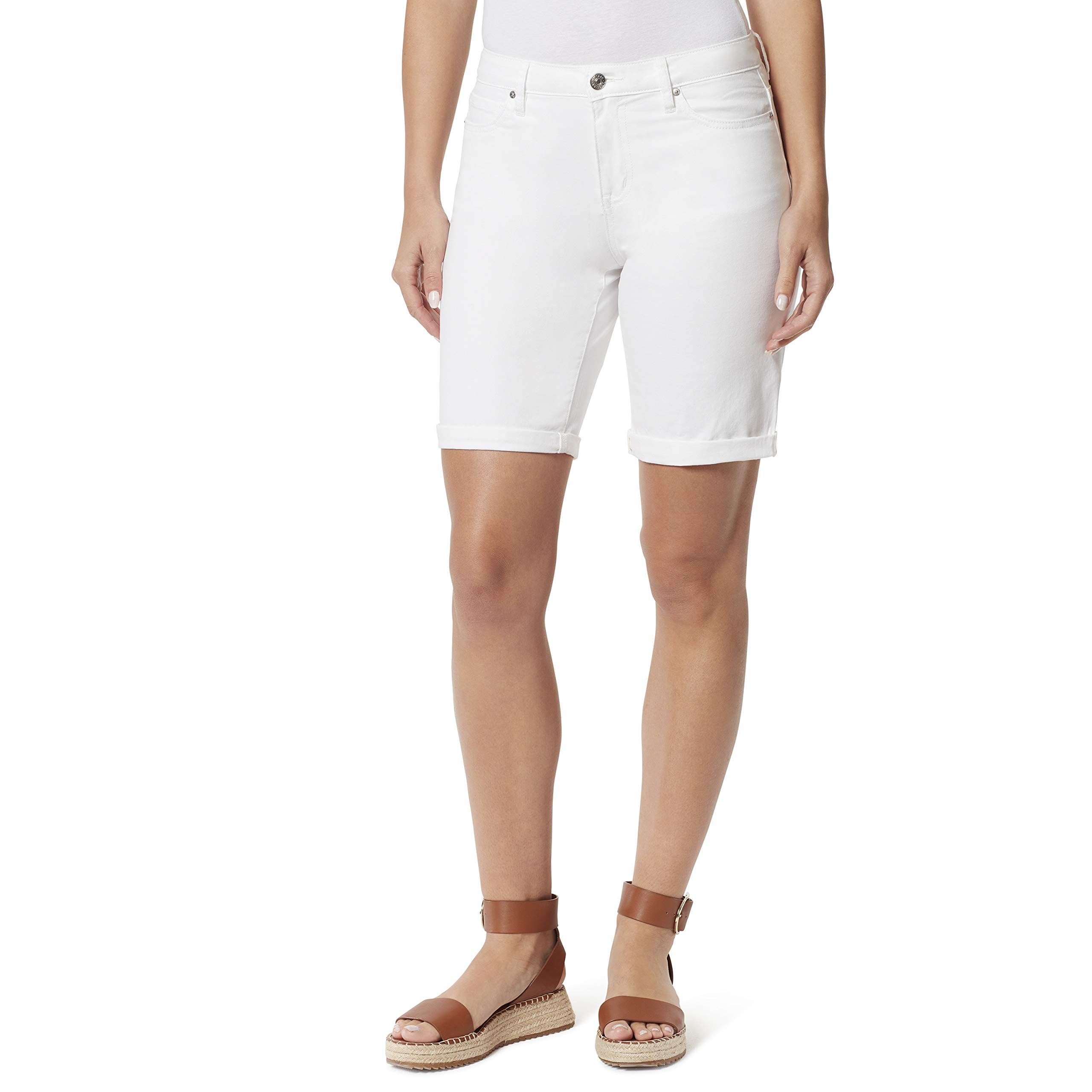 Vintage American Blues Women's High Waist Roll Cuff Bermuda Shorts - Retro Denim Shorts for Casual Wear, Summer Outfits & Beach Vacations