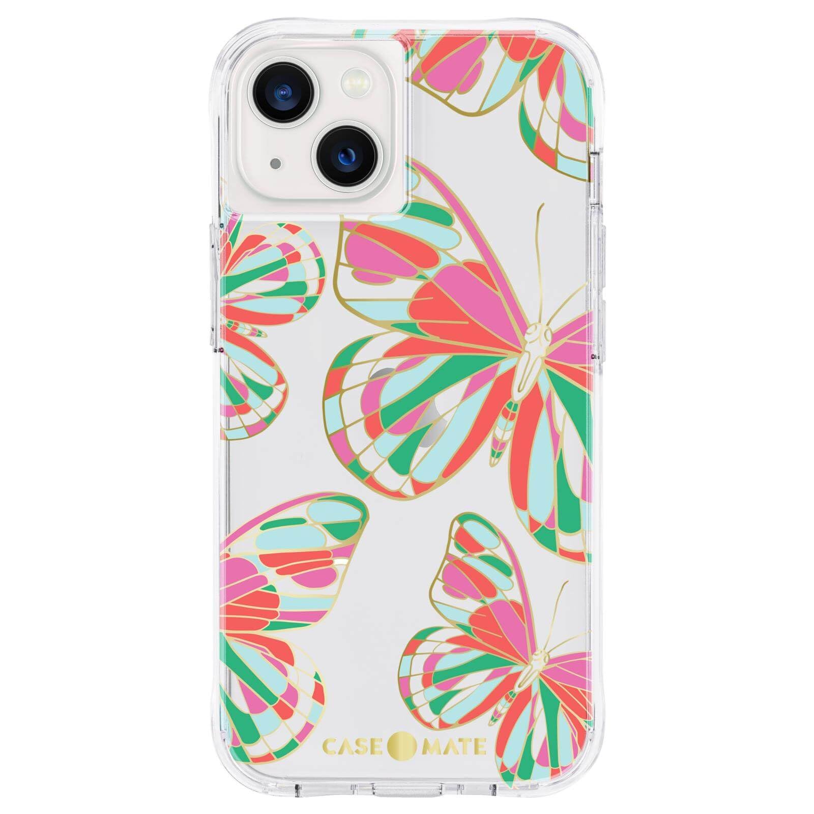 Case-Mate iPhone 13 Case for Women - 10ft Drop Protection & Wireless Charging - Luxury Gold Foil Butterfly Design - Shockproof & Anti-Scratch Phone Cover - Perfect for Everyday Use, Work & Travel