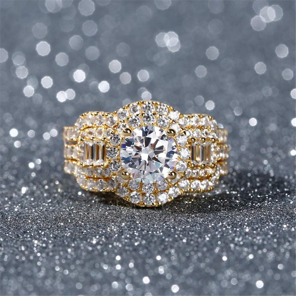 Jeulia 2 Carat Cubic Zirconia Halo Engagement Ring Set for Women - Sterling Silver Round Cut Bridal Wedding Band - Promise & Anniversary Rings for Her - Perfect for Proposals, Weddings & Special Occasions